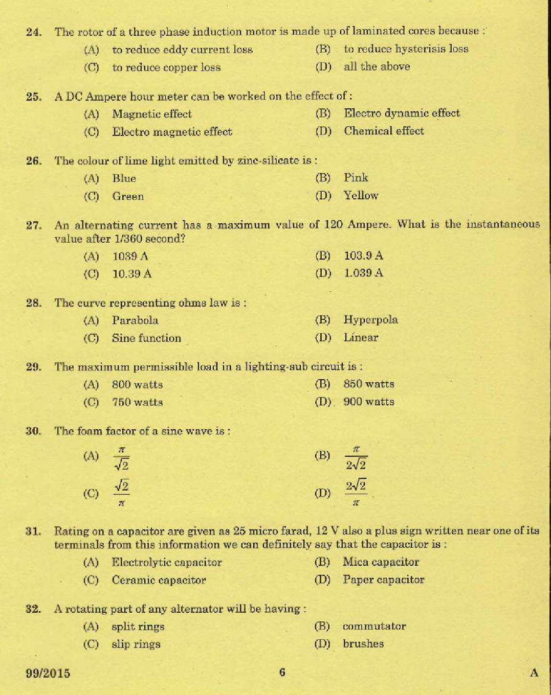 KPSC Lineman Exam 2015 Code 992015 4