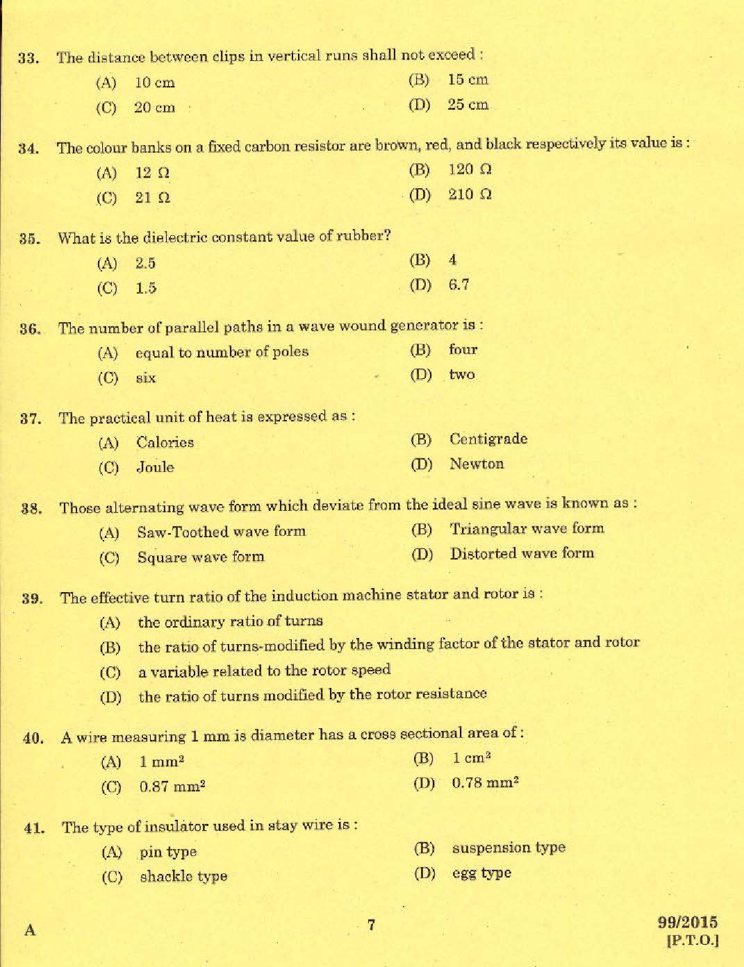 KPSC Lineman Exam 2015 Code 992015 5