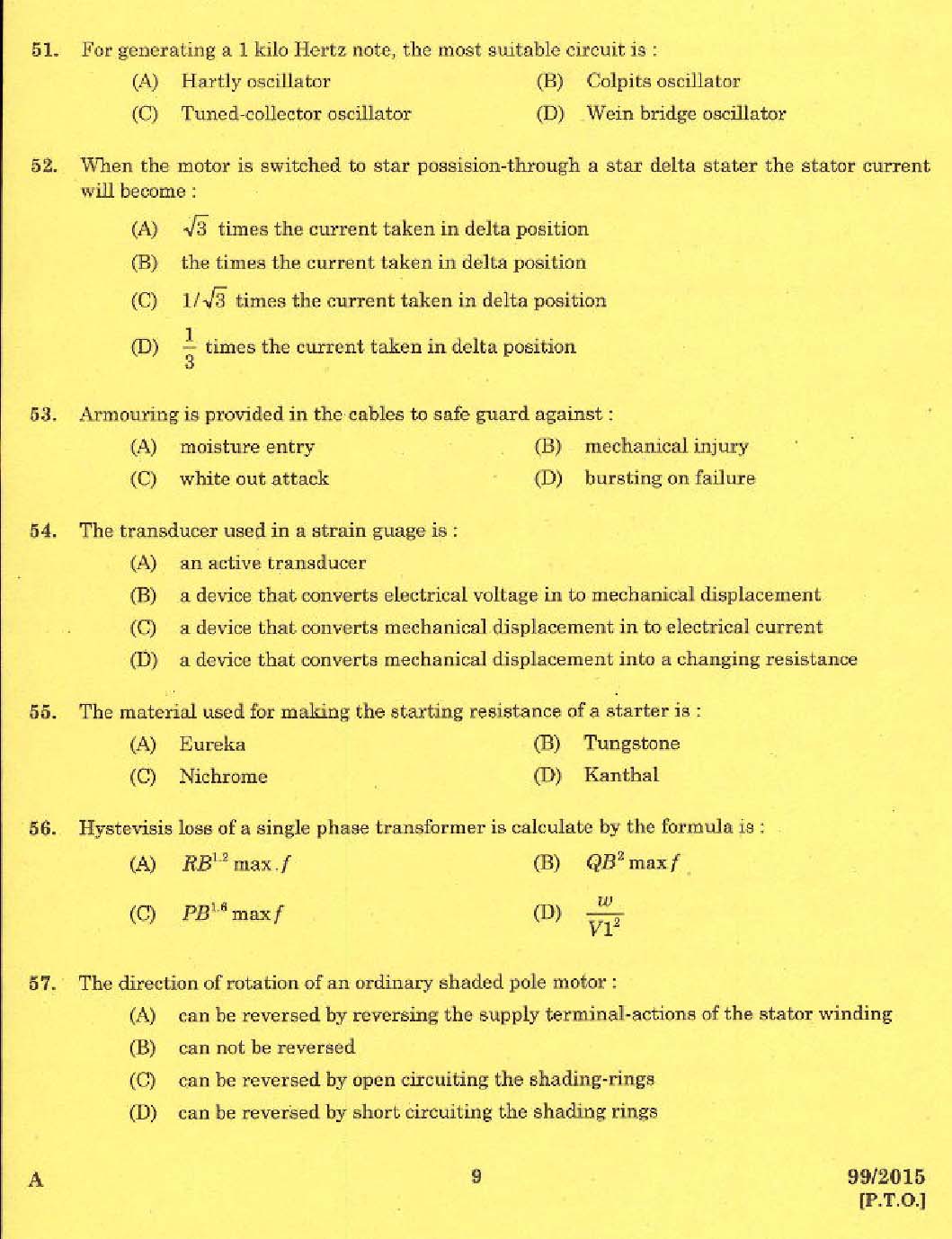 KPSC Lineman Exam 2015 Code 992015 7