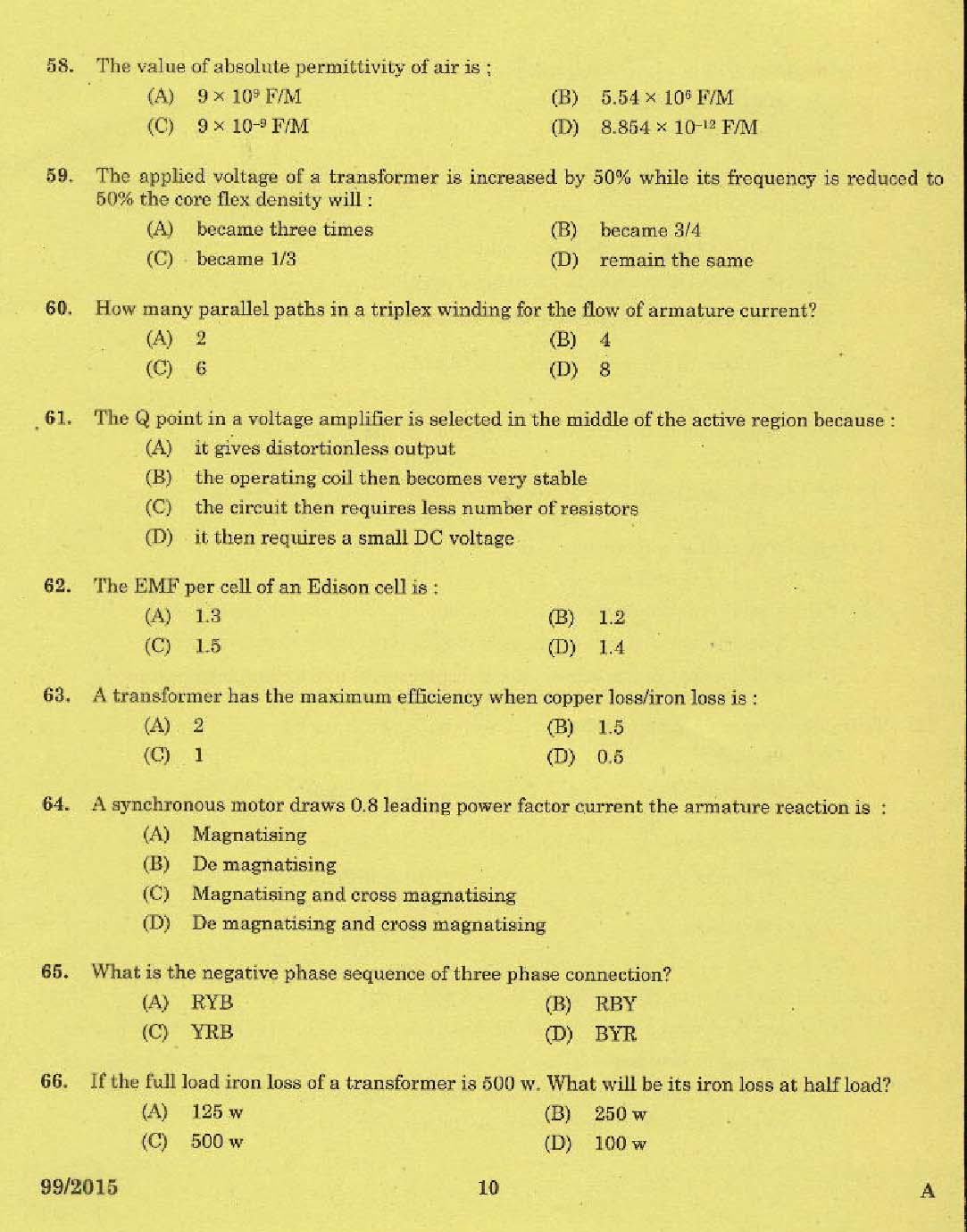 KPSC Lineman Exam 2015 Code 992015 8