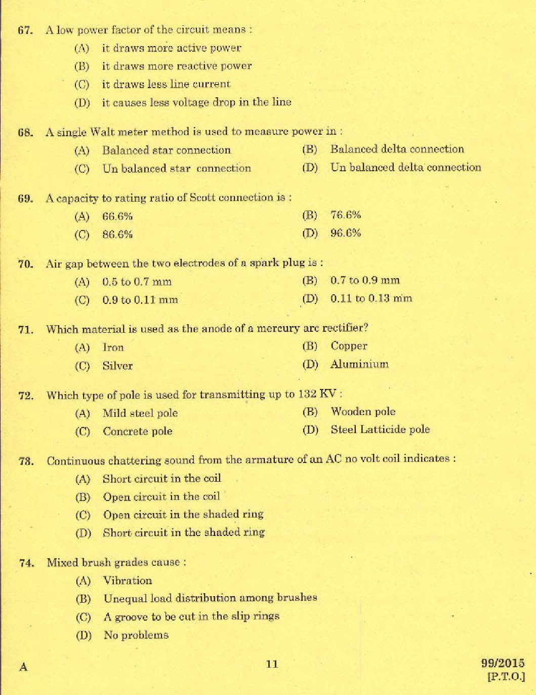 KPSC Lineman Exam 2015 Code 992015 9