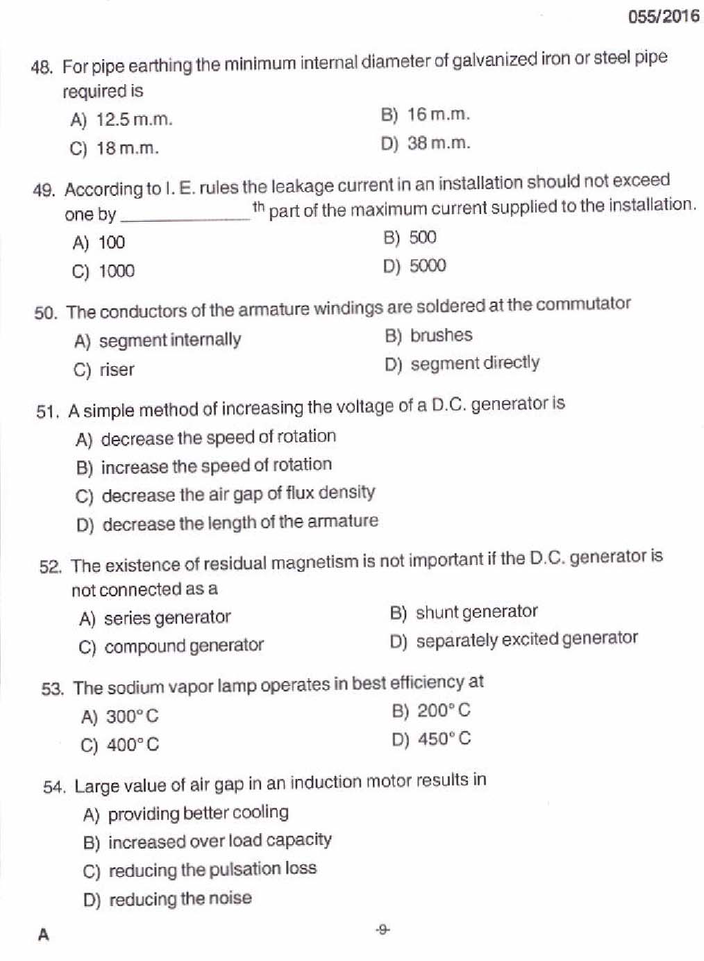 KPSC Lineman Exam 2016 Code 552016 7