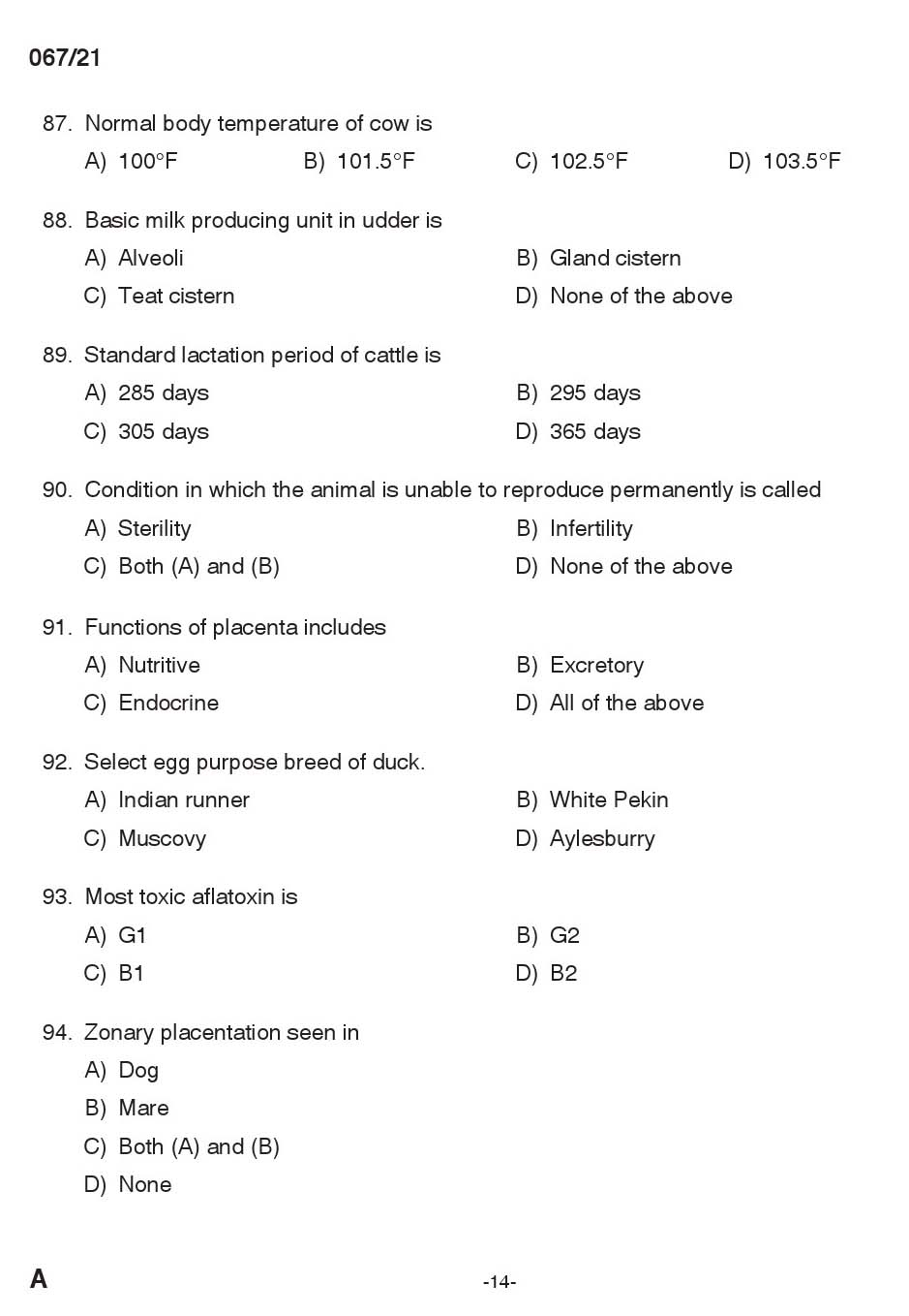 KPSC Livestock Inspector Grade II Exam 2021 Code 0672021 13