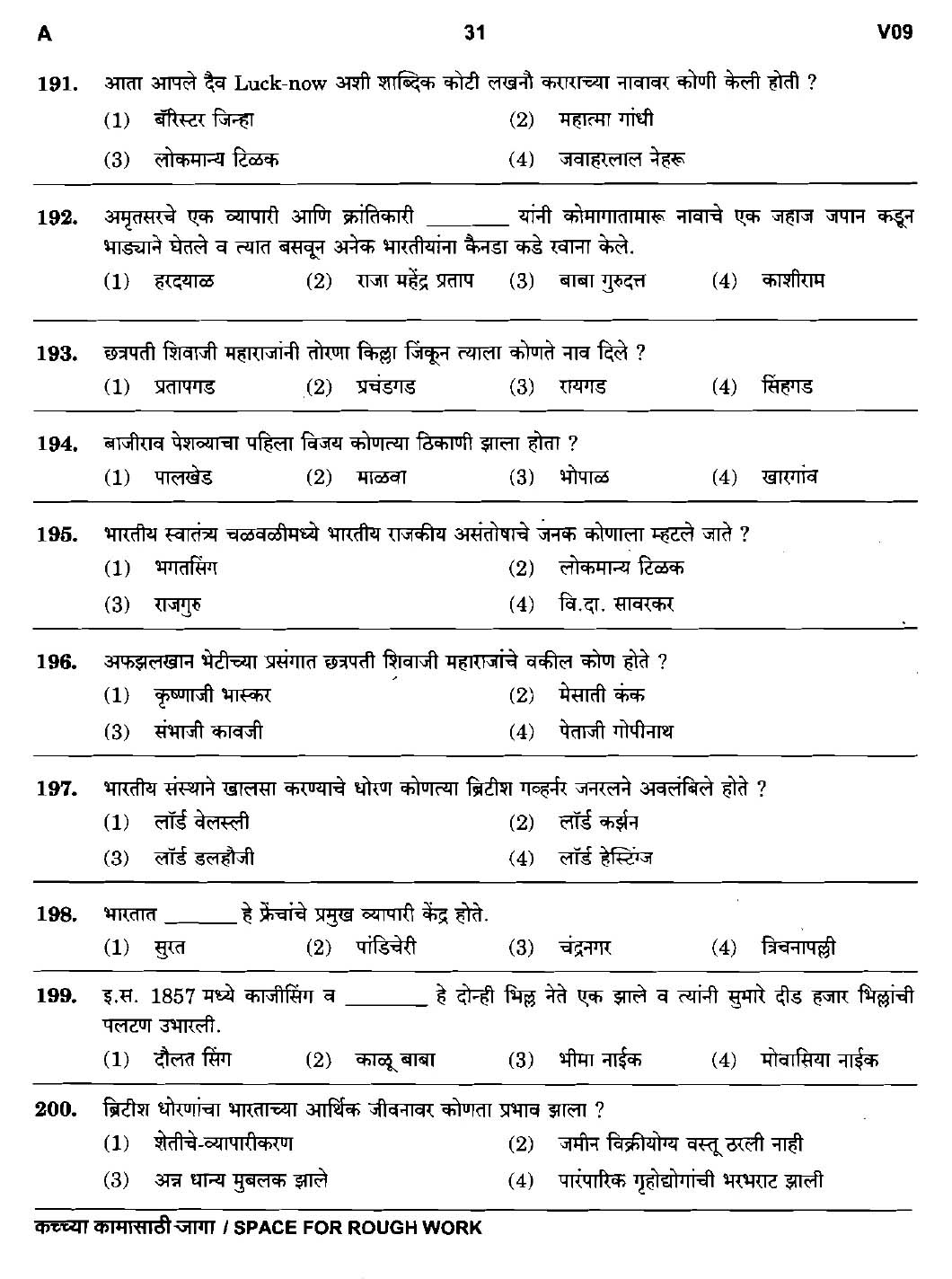 Maharashtra PSC Clerk Typist Main Exam Question Paper 2017 30