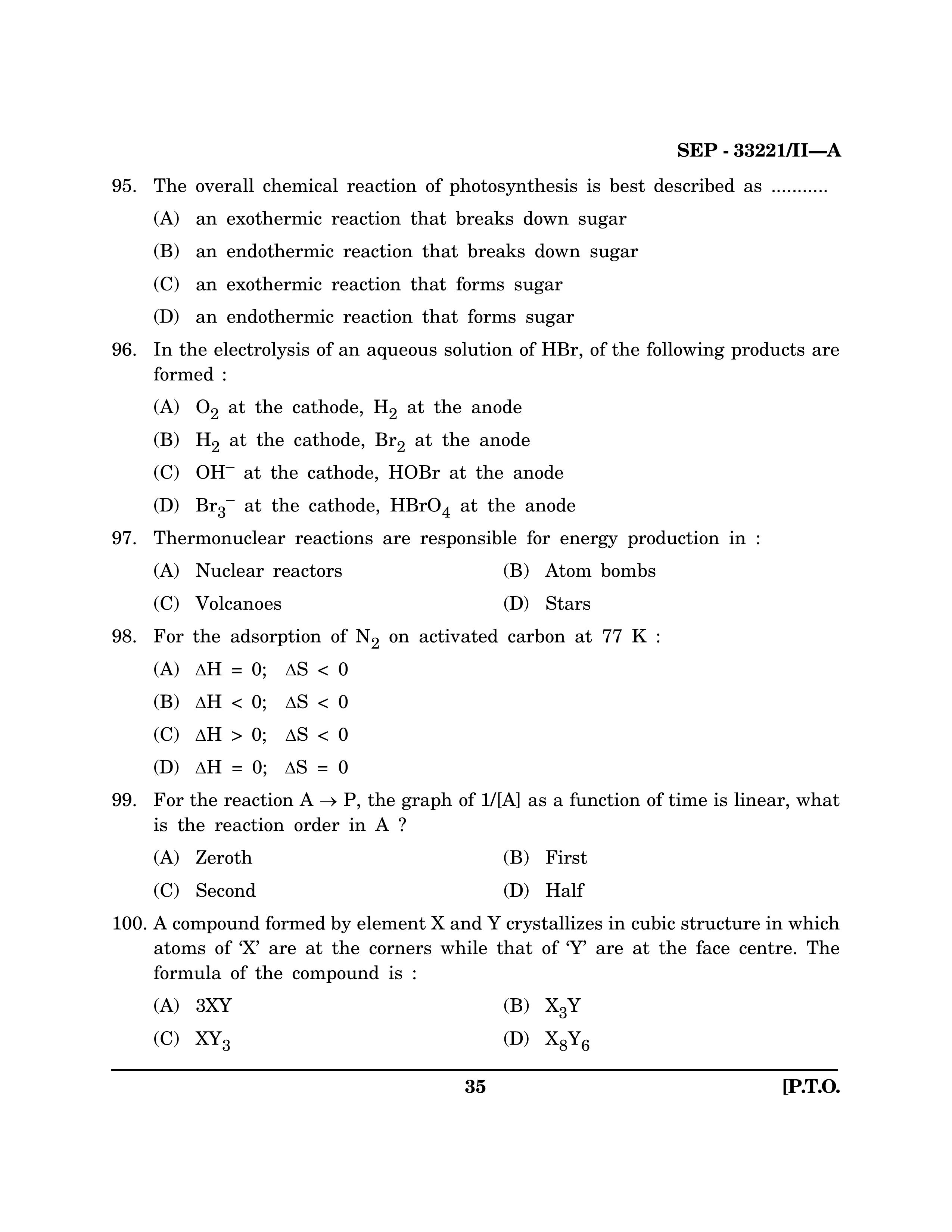 Maharashtra SET Chemical Sciences Exam Question Paper September 2021 34