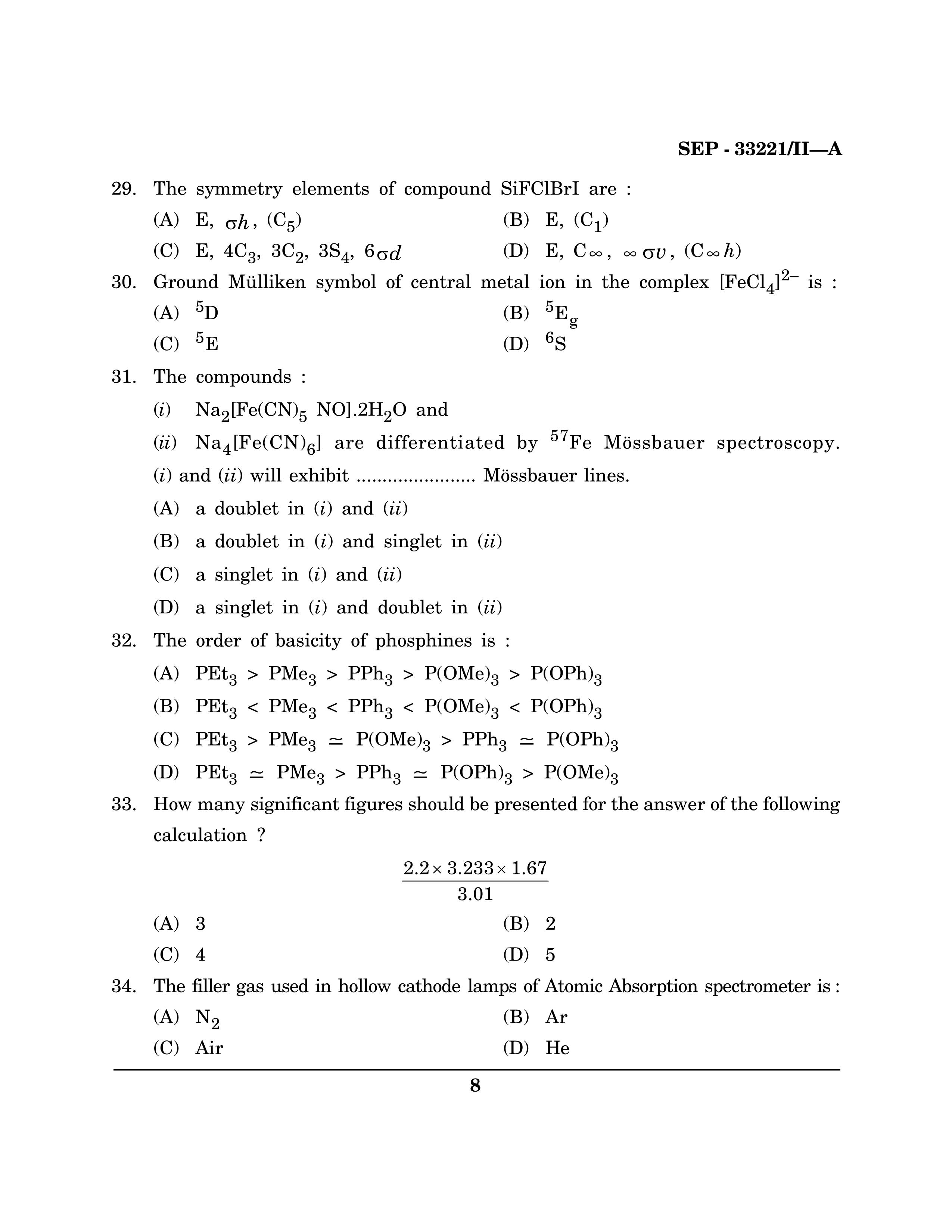 Maharashtra SET Chemical Sciences Exam Question Paper September 2021 7