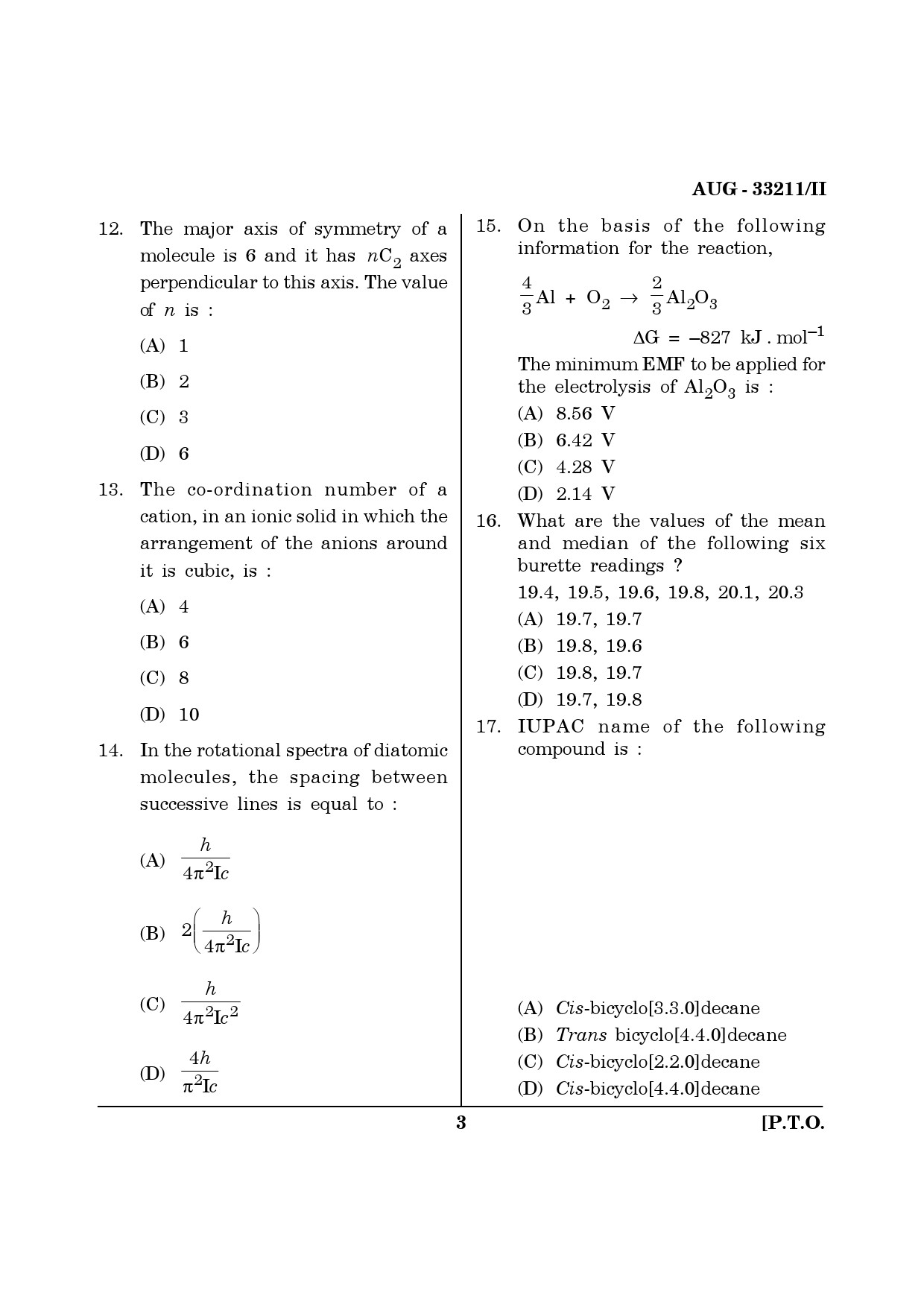 Maharashtra SET Chemical Sciences Question Paper II August 2011 3