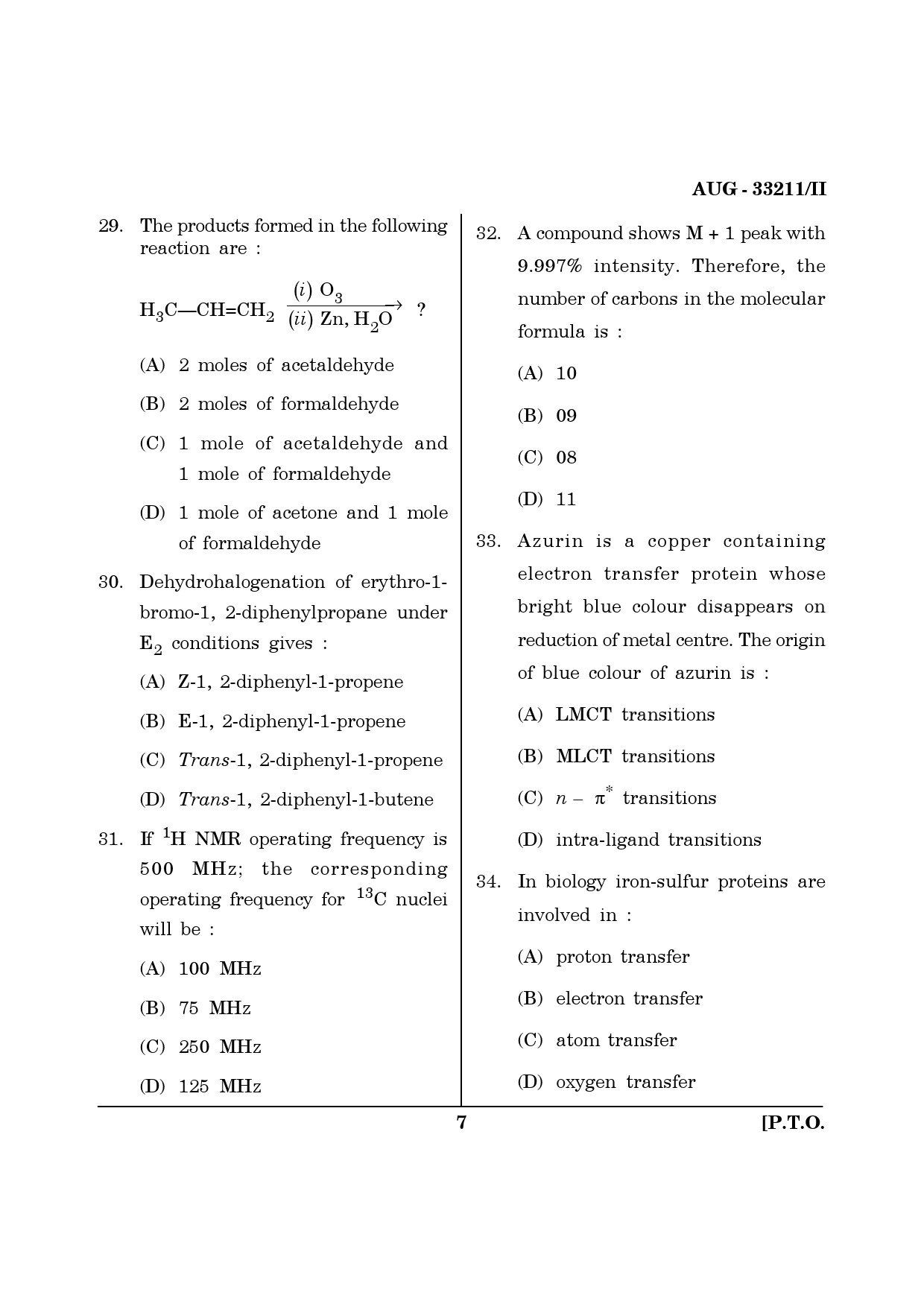 Maharashtra SET Chemical Sciences Question Paper II August 2011 7