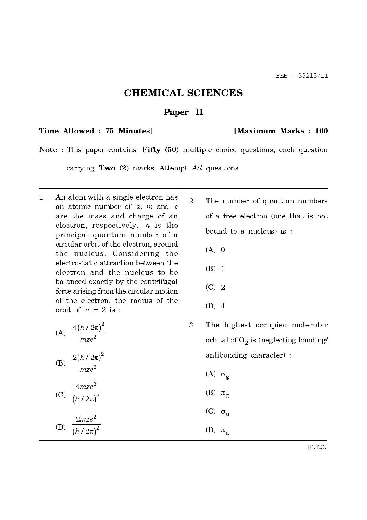Maharashtra SET Chemical Sciences Question Paper II February 2013 1