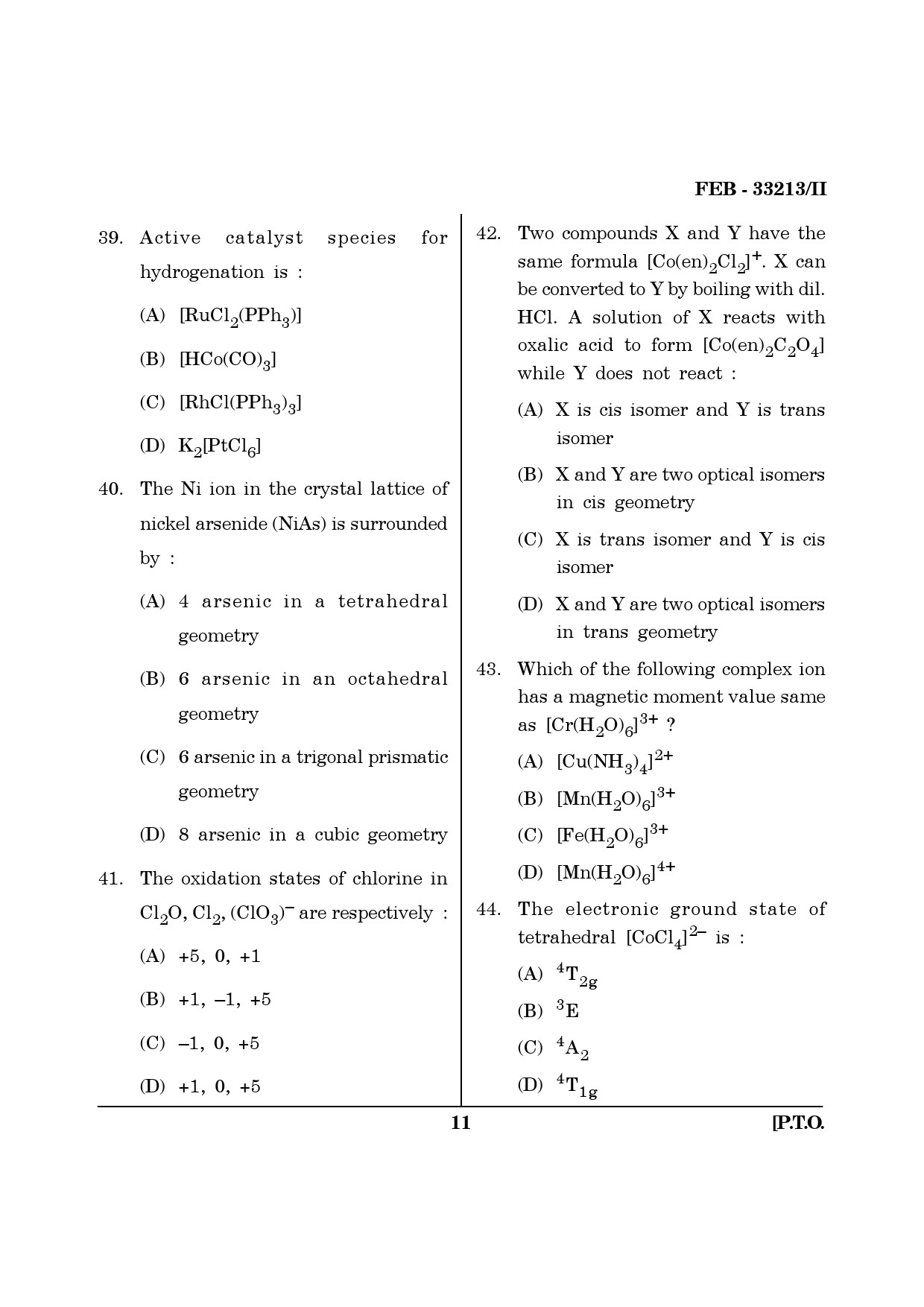 Maharashtra SET Chemical Sciences Question Paper II February 2013 11