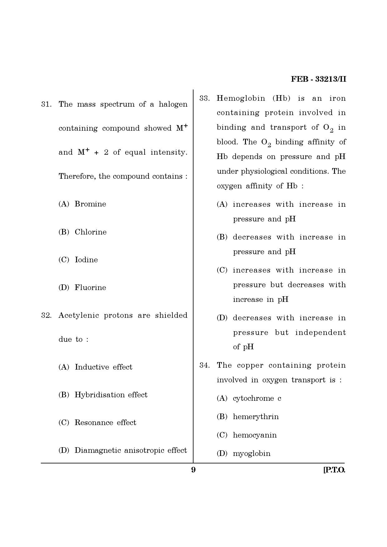Maharashtra SET Chemical Sciences Question Paper II February 2013 9
