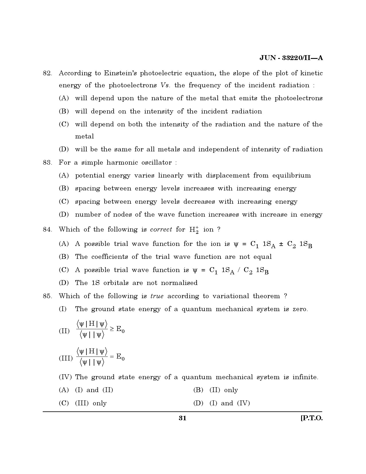 Maharashtra SET Chemical Sciences Question Paper II June 2020 30