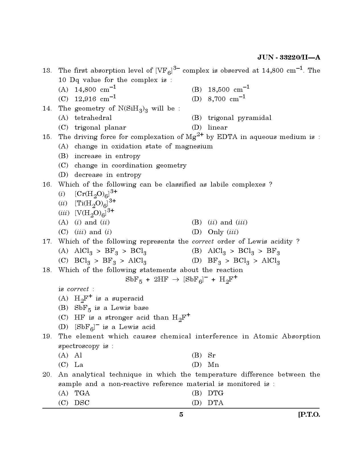 Maharashtra SET Chemical Sciences Question Paper II June 2020 4