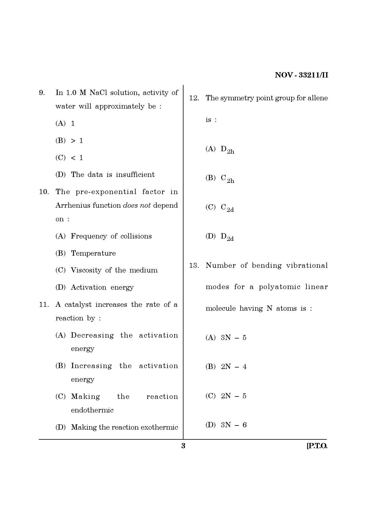 Maharashtra SET Chemical Sciences Question Paper II November 2011 3