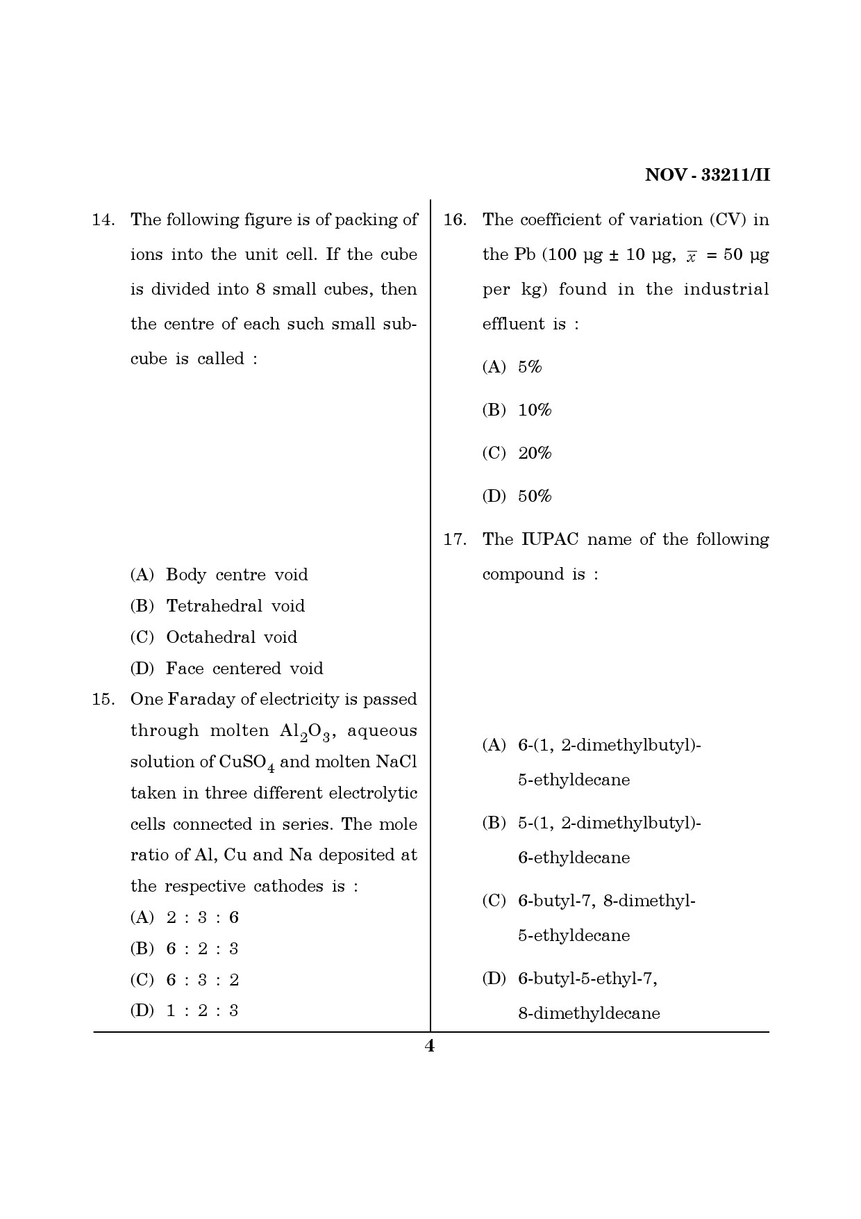 Maharashtra SET Chemical Sciences Question Paper II November 2011 4