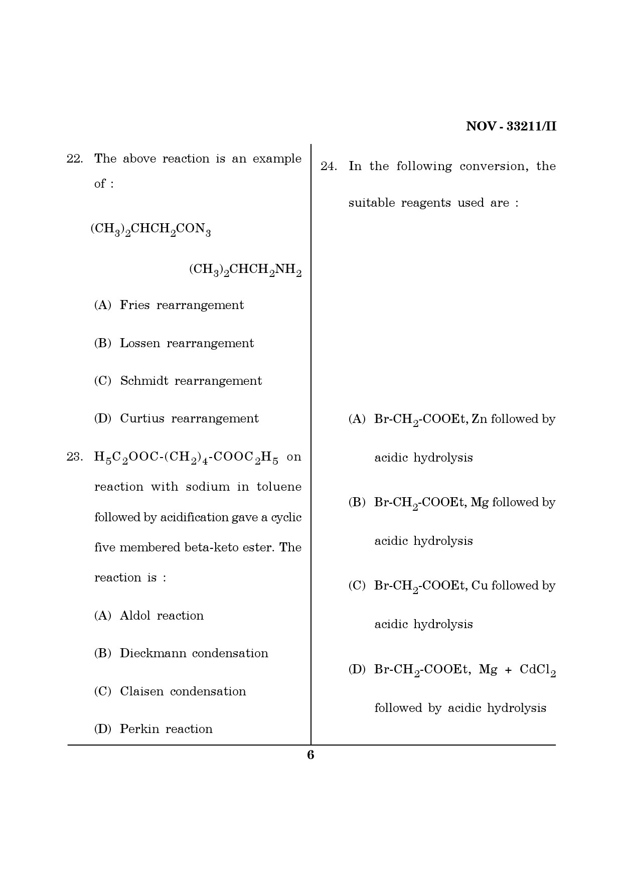 Maharashtra SET Chemical Sciences Question Paper II November 2011 6