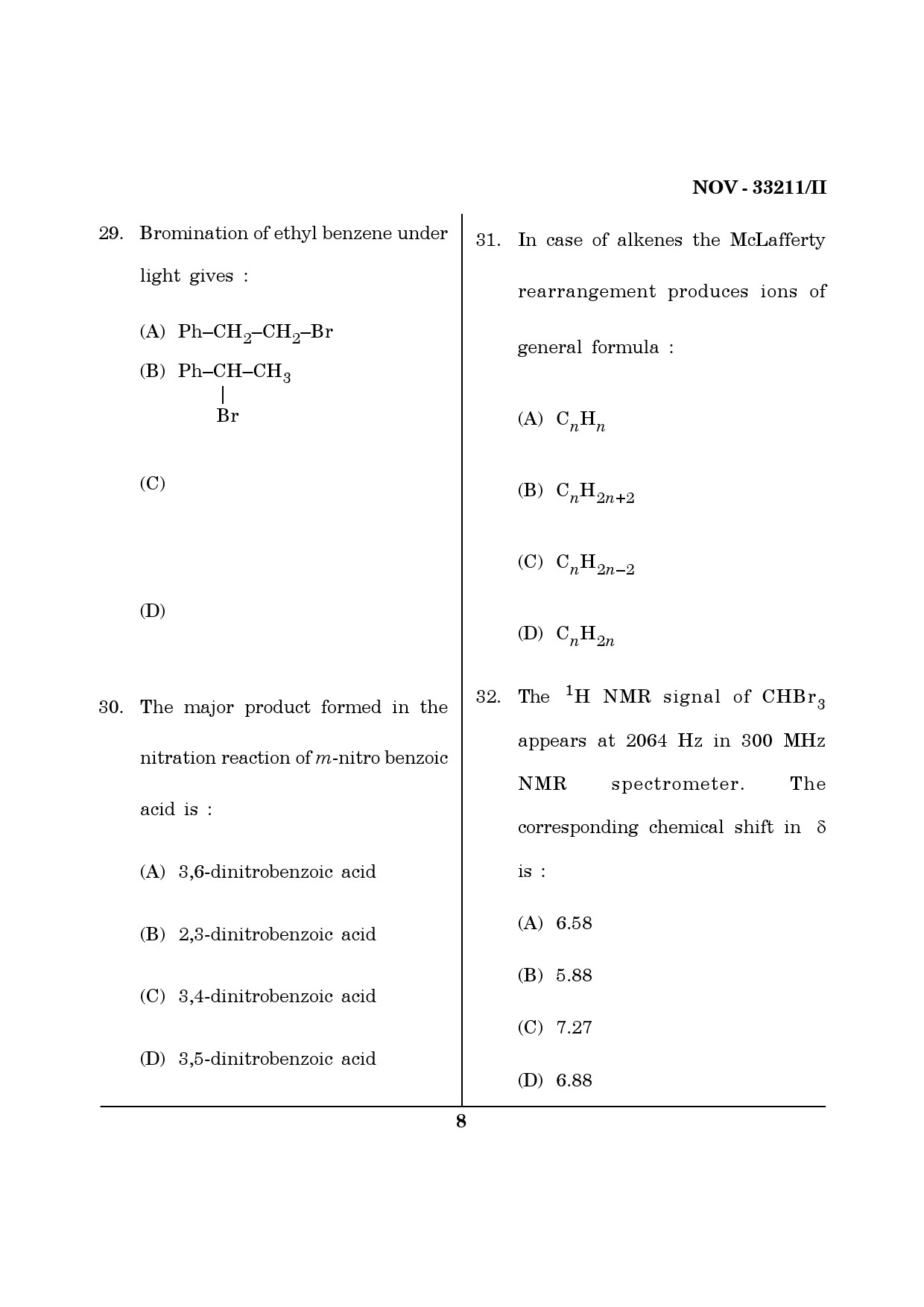 Maharashtra SET Chemical Sciences Question Paper II November 2011 8