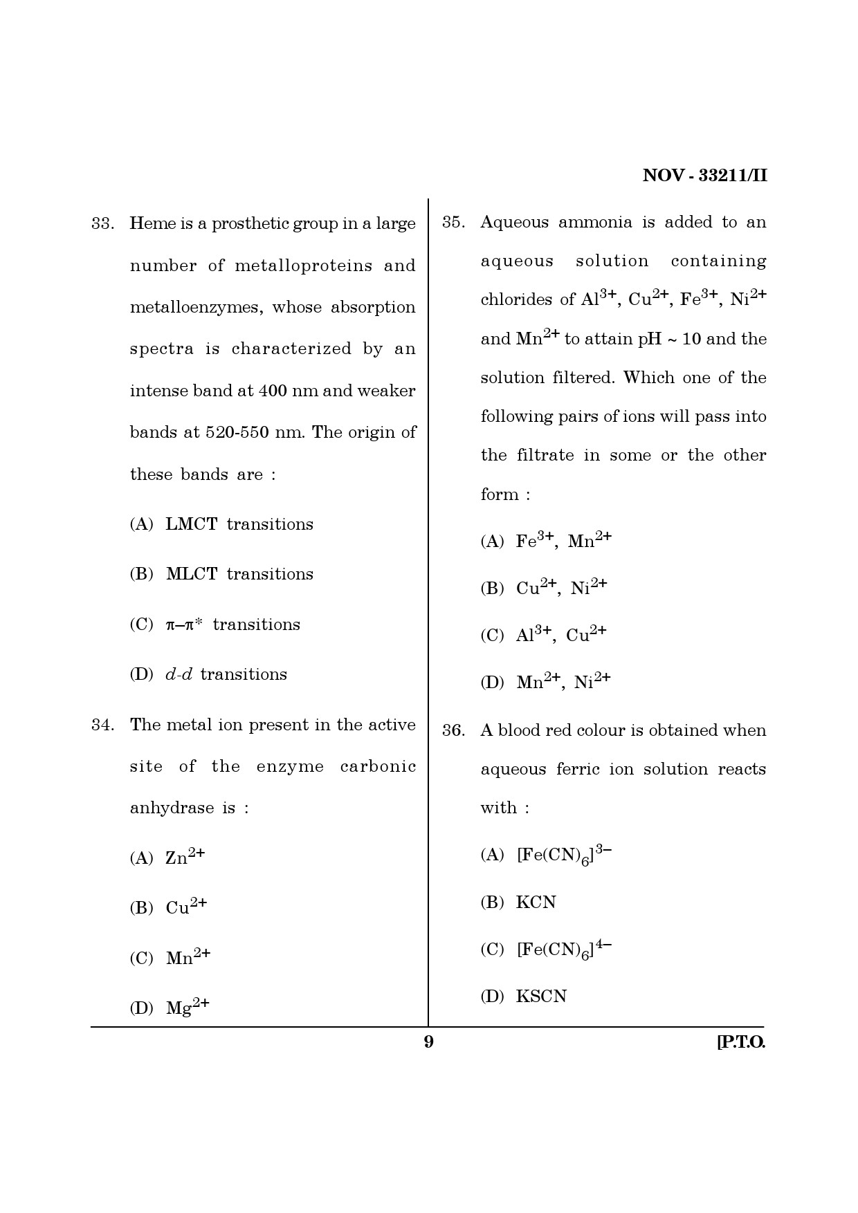 Maharashtra SET Chemical Sciences Question Paper II November 2011 9