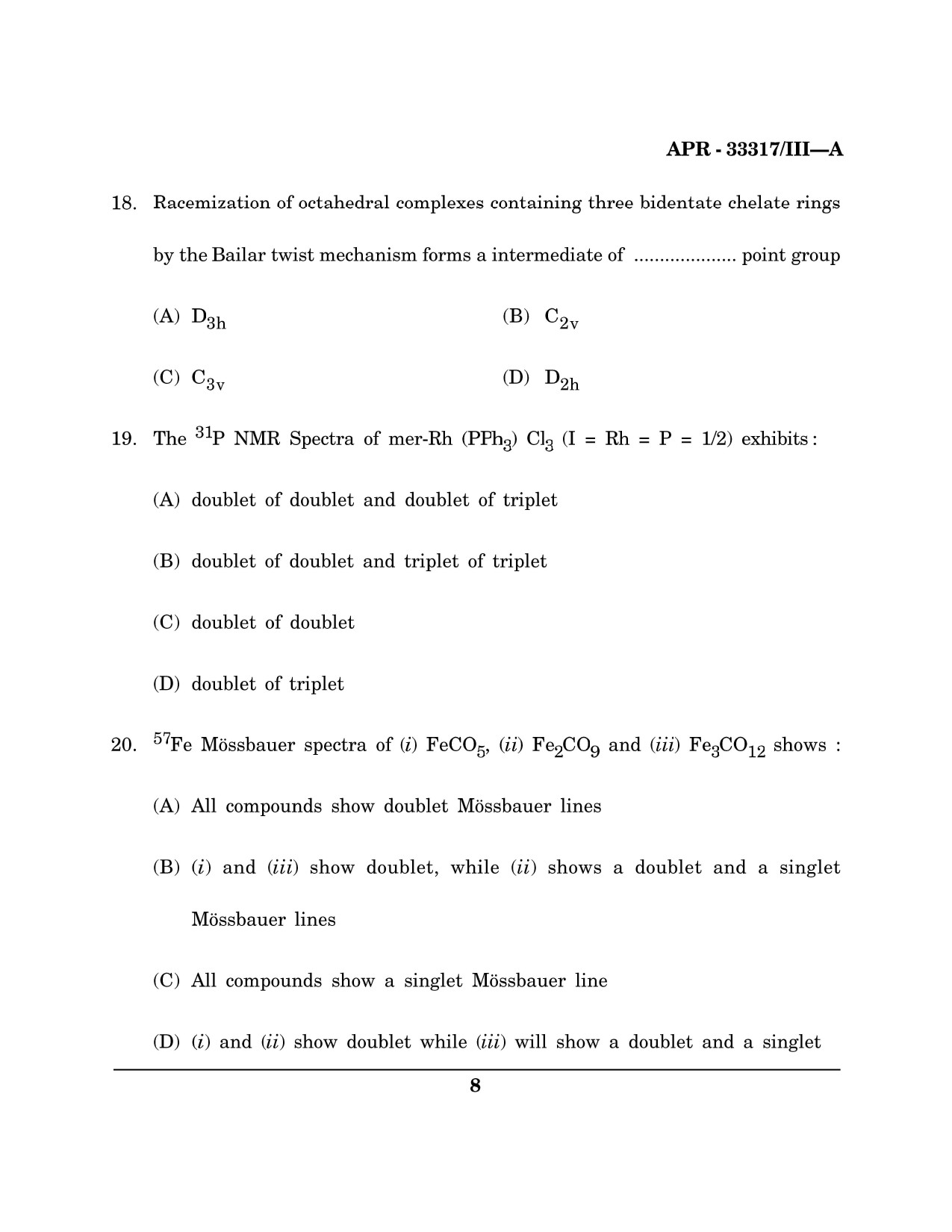 Maharashtra SET Chemical Sciences Question Paper III April 2017 7