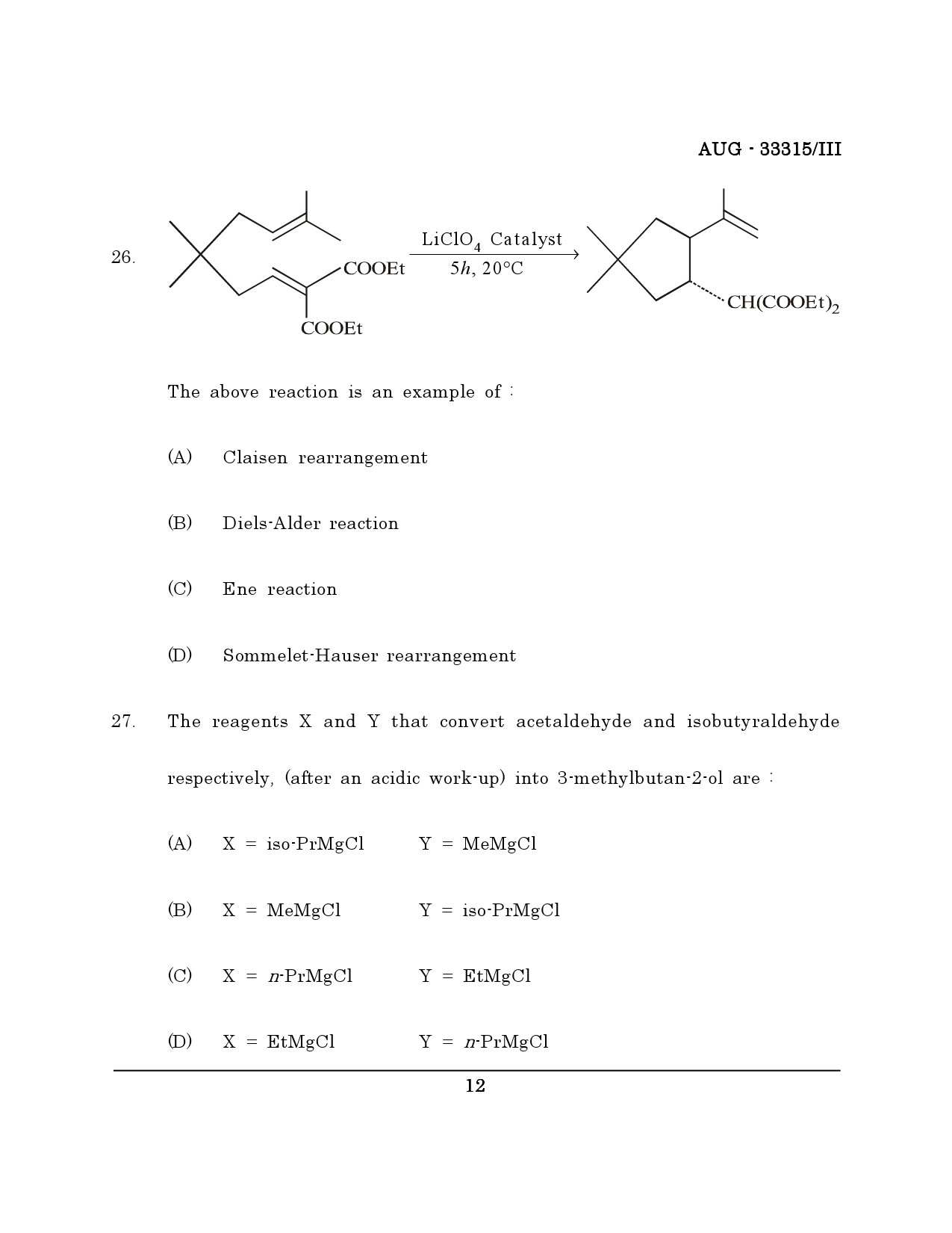 Maharashtra SET Chemical Sciences Question Paper III August 2015 11