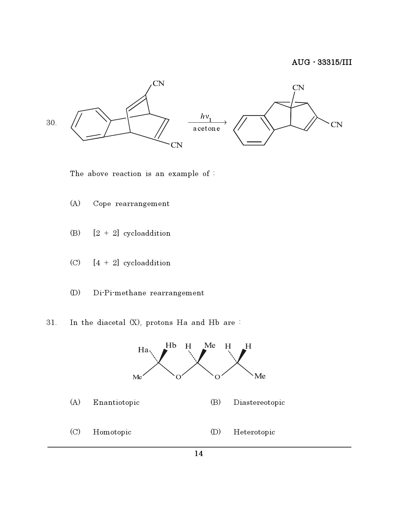 Maharashtra SET Chemical Sciences Question Paper III August 2015 13