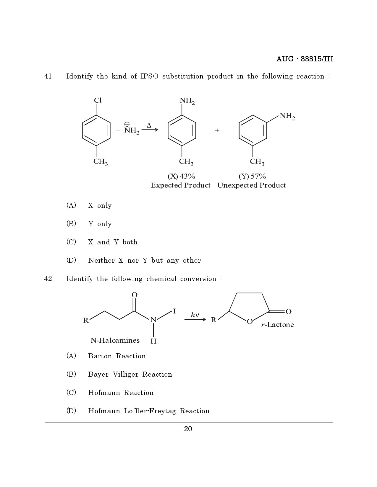 Maharashtra SET Chemical Sciences Question Paper III August 2015 19