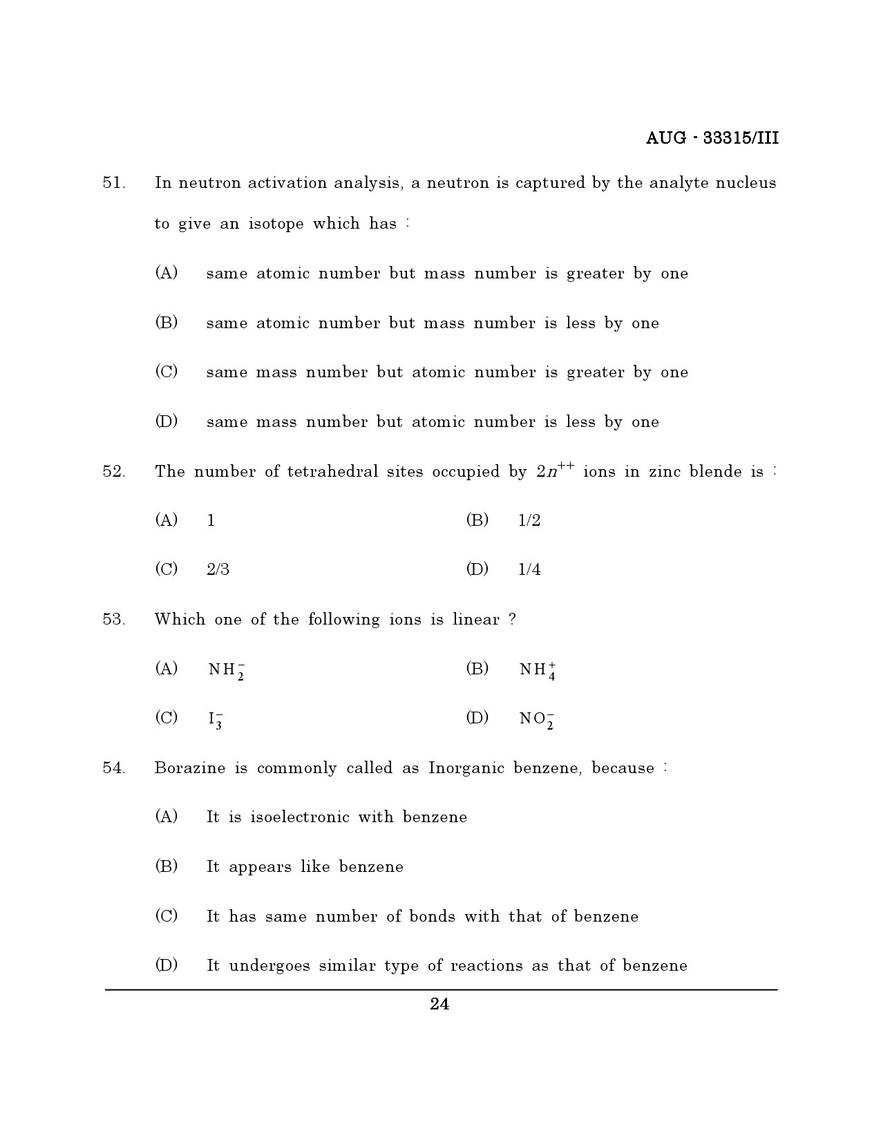 Maharashtra SET Chemical Sciences Question Paper III August 2015 23