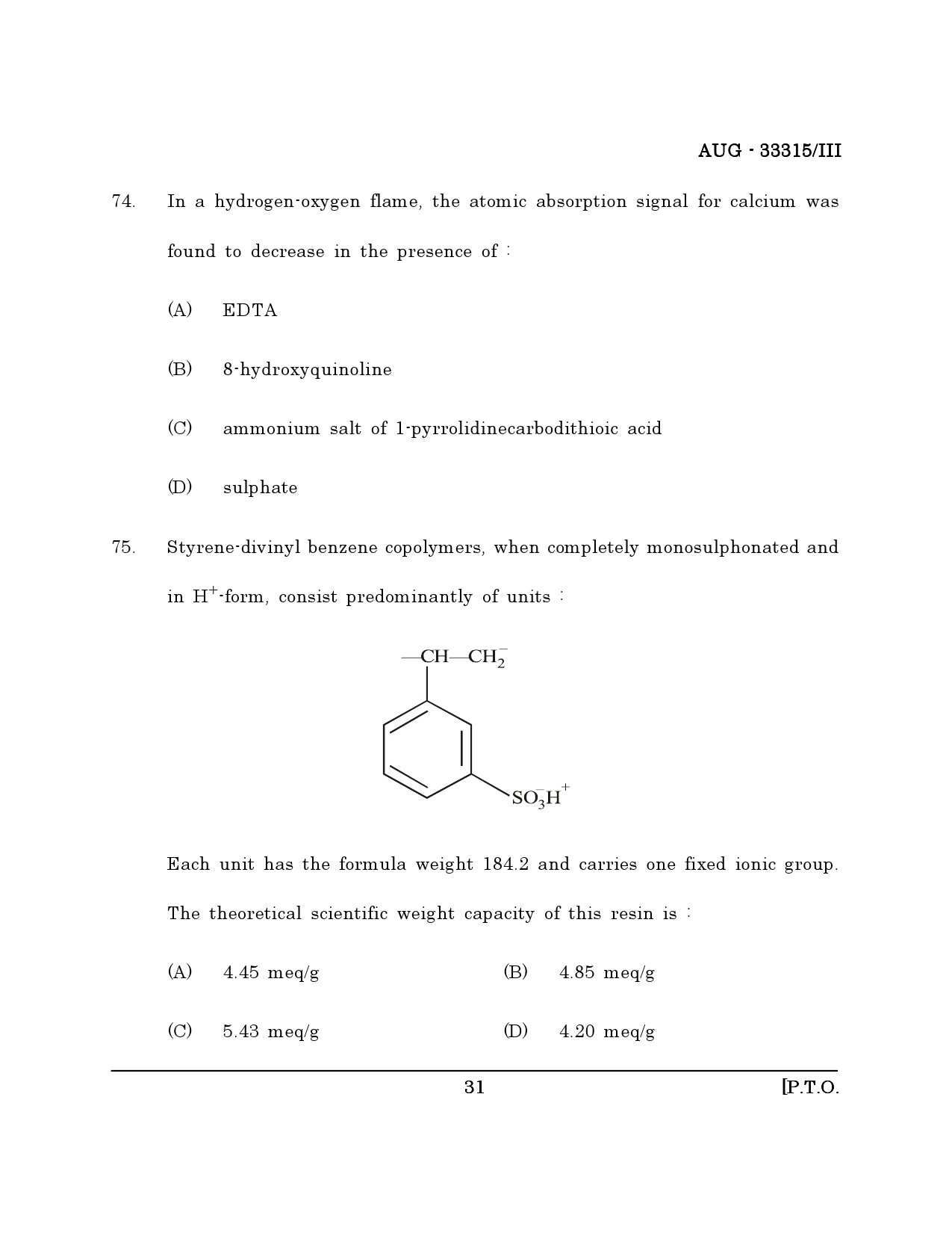 Maharashtra SET Chemical Sciences Question Paper III August 2015 30