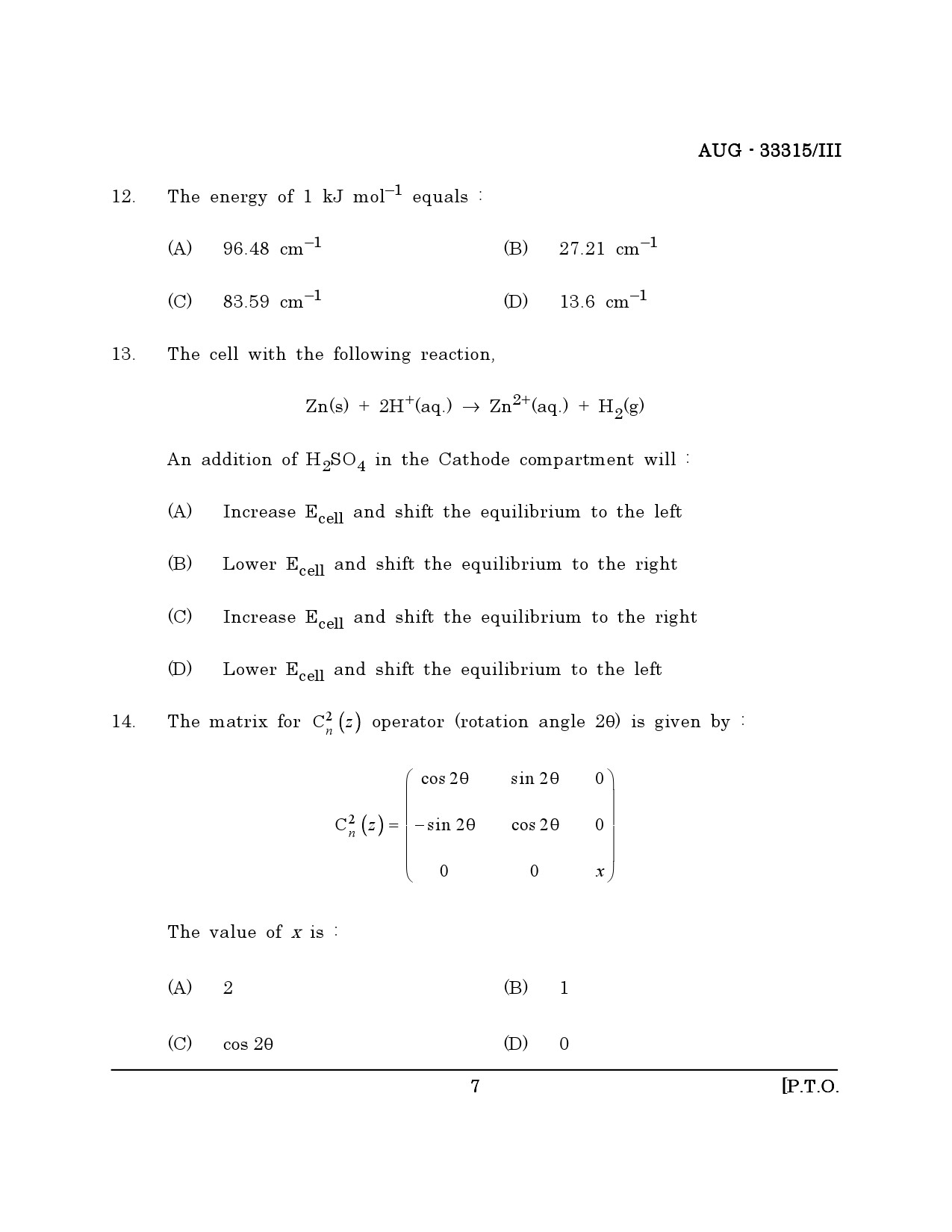 Maharashtra SET Chemical Sciences Question Paper III August 2015 6