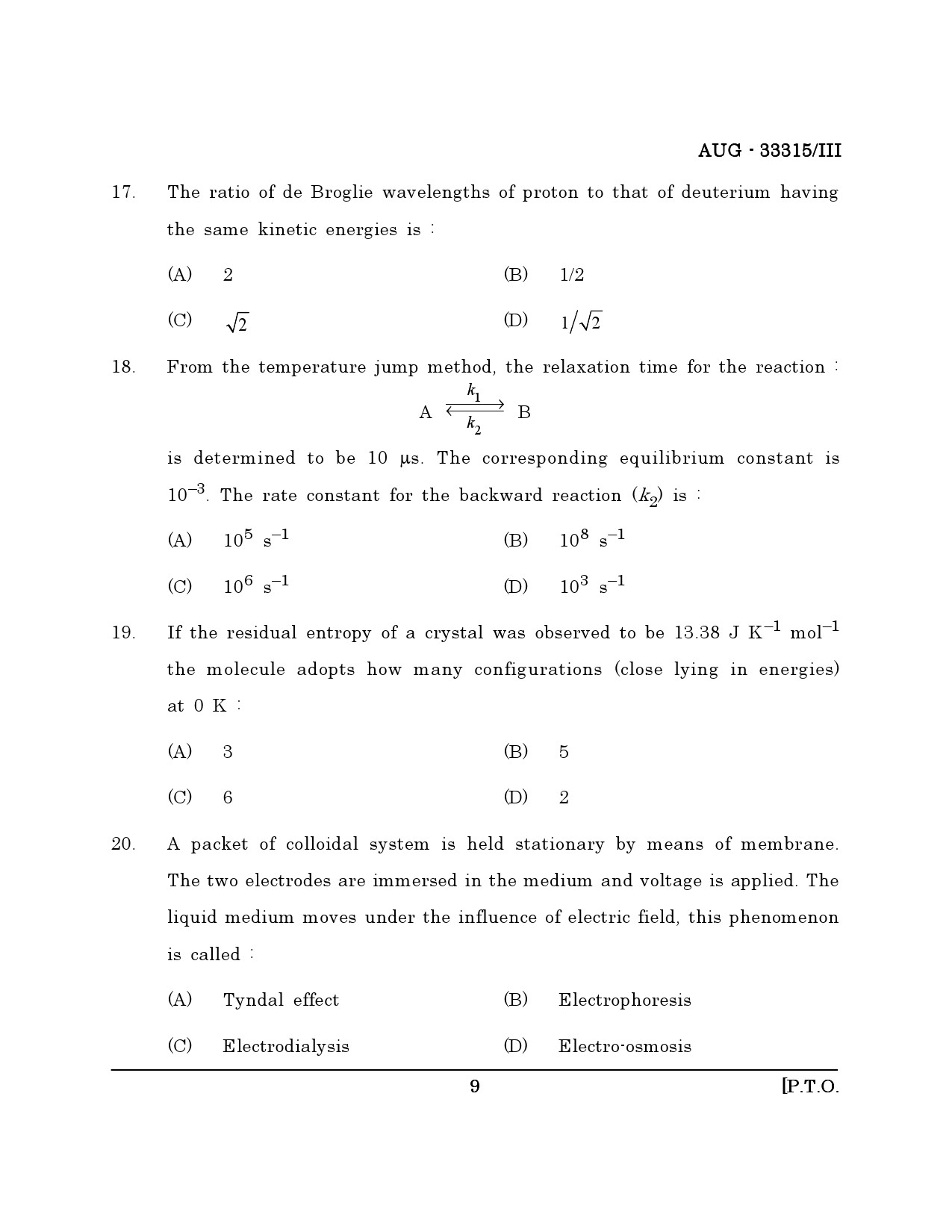 Maharashtra SET Chemical Sciences Question Paper III August 2015 8
