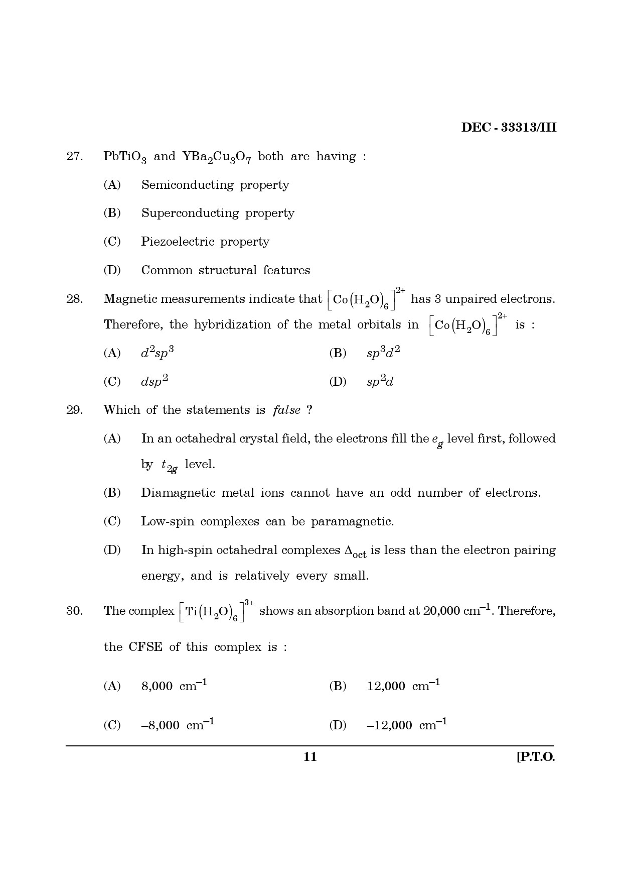 Maharashtra SET Chemical Sciences Question Paper III December 2013 10