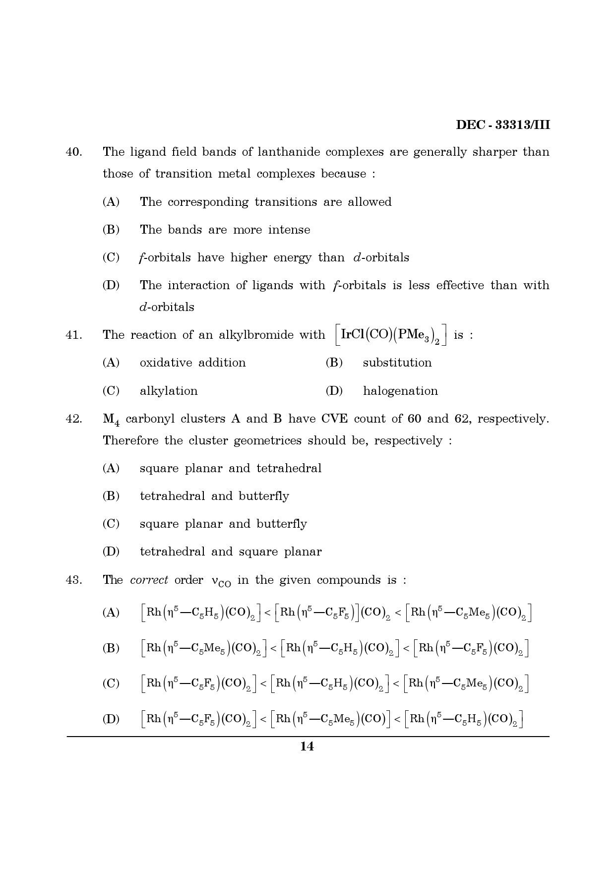 Maharashtra SET Chemical Sciences Question Paper III December 2013 13
