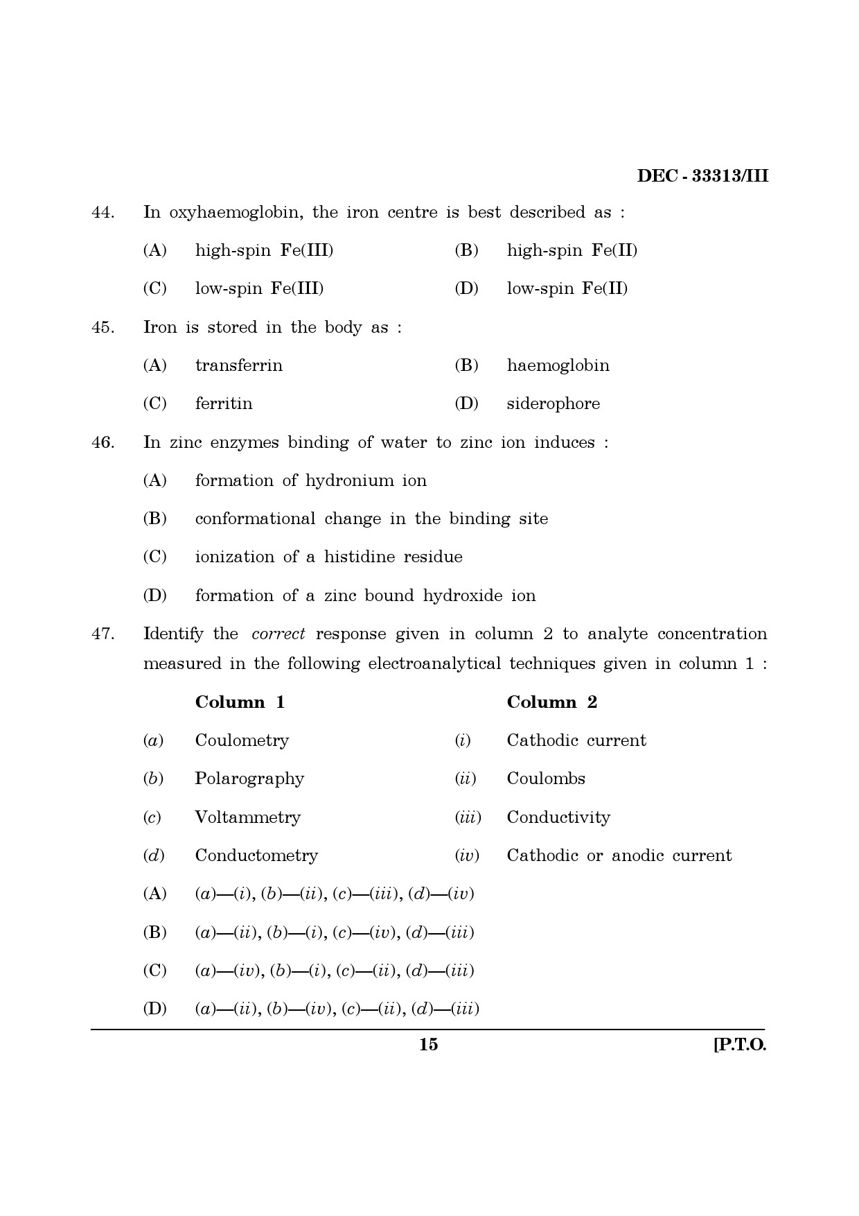 Maharashtra SET Chemical Sciences Question Paper III December 2013 14