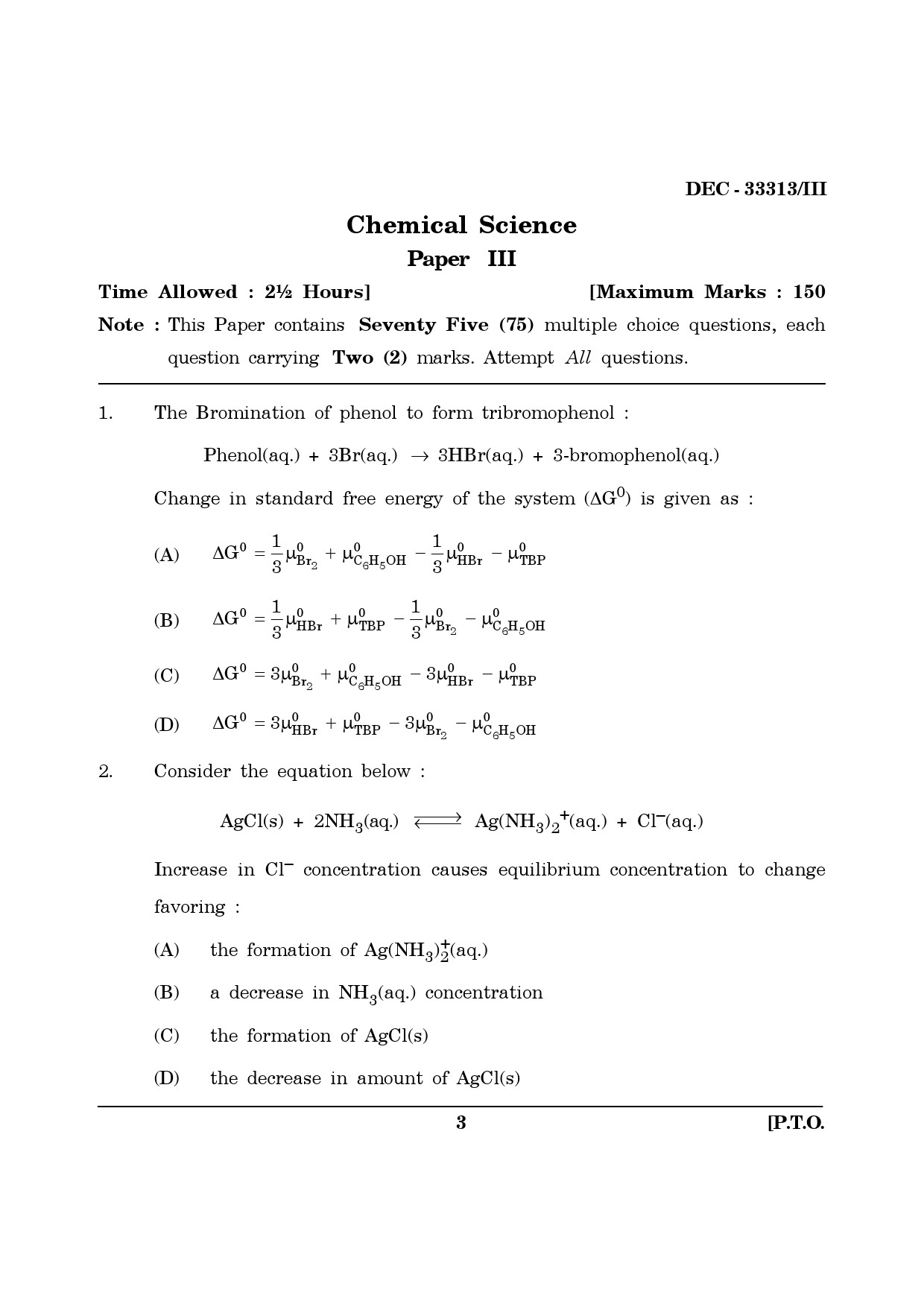 Maharashtra SET Chemical Sciences Question Paper III December 2013 2