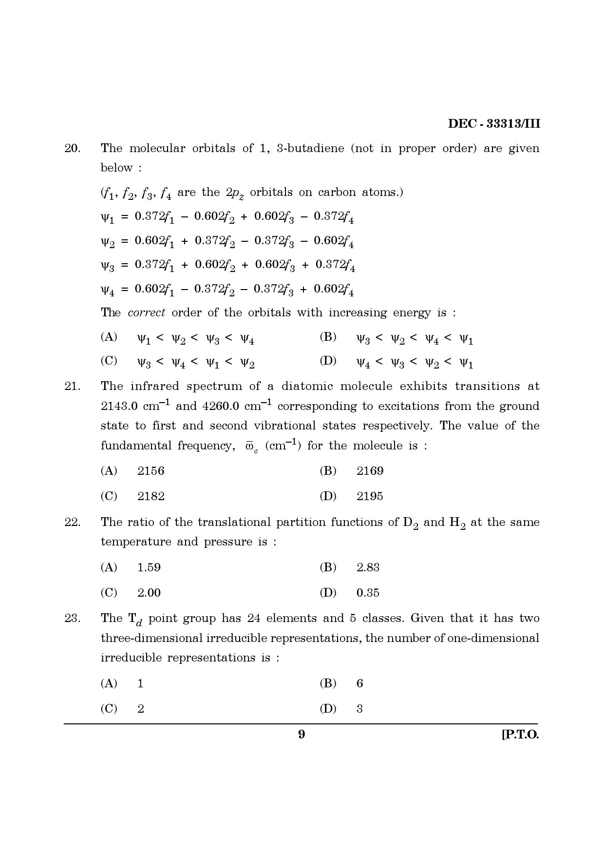 Maharashtra SET Chemical Sciences Question Paper III December 2013 8