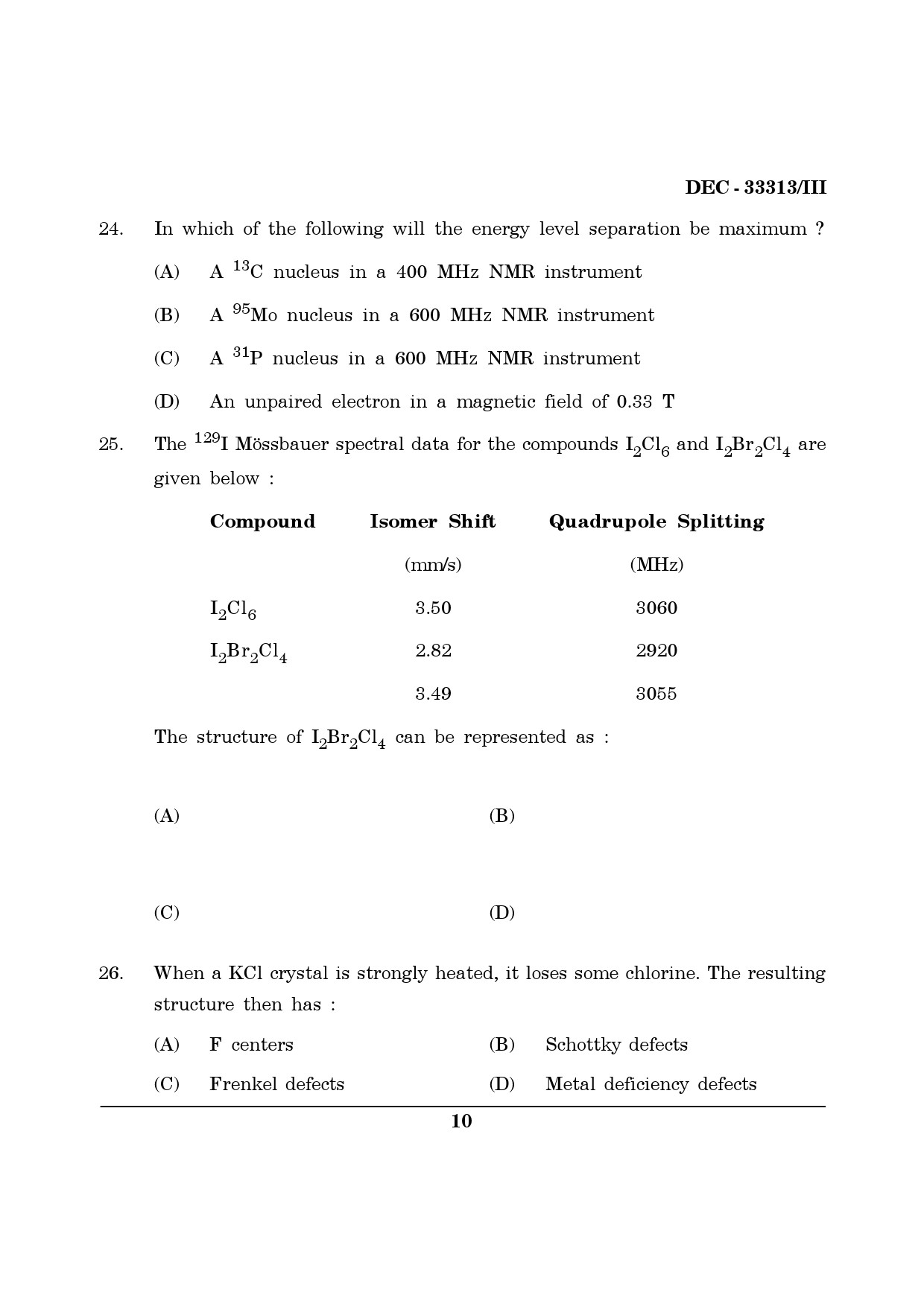 Maharashtra SET Chemical Sciences Question Paper III December 2013 9