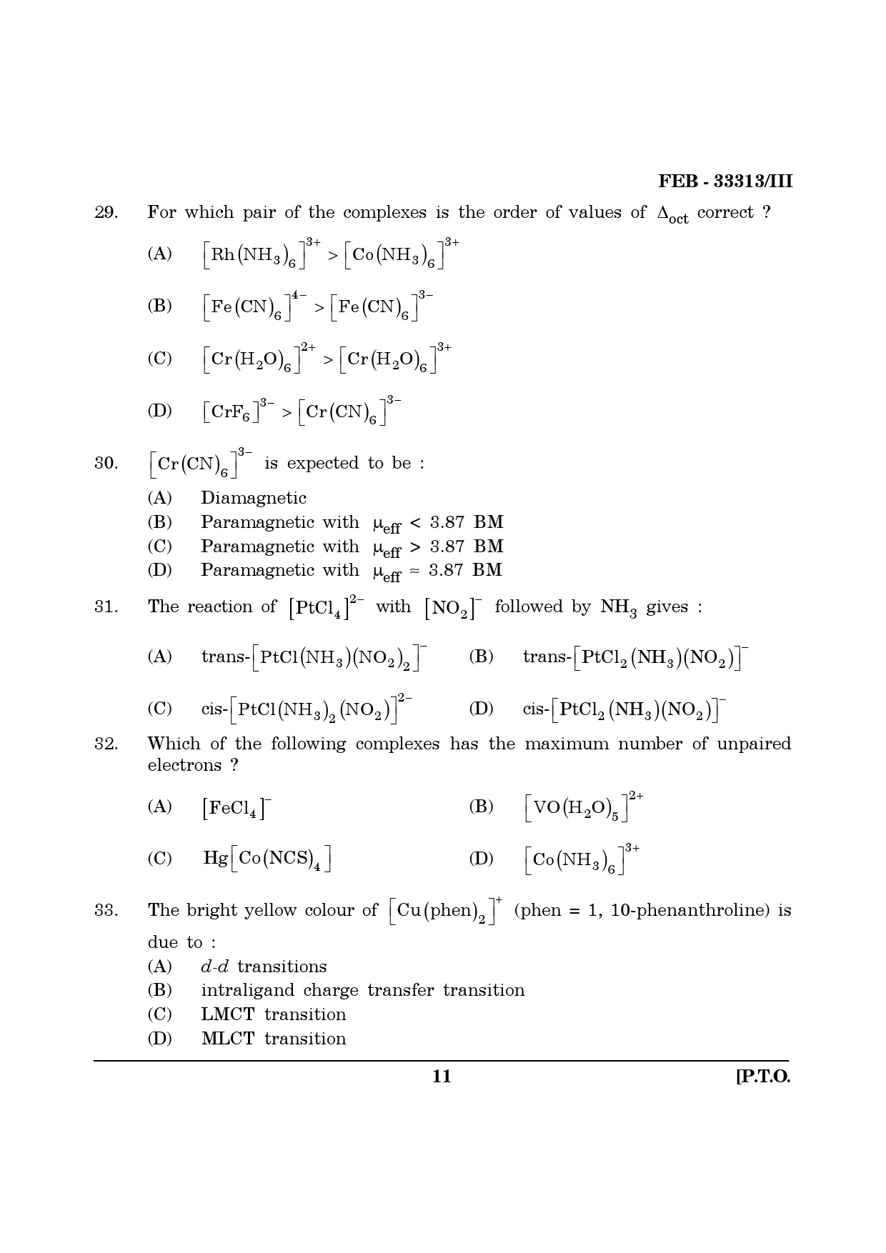 Maharashtra SET Chemical Sciences Question Paper III February 2013 11