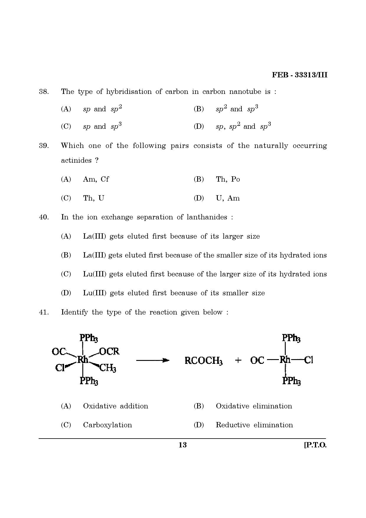 Maharashtra SET Chemical Sciences Question Paper III February 2013 13
