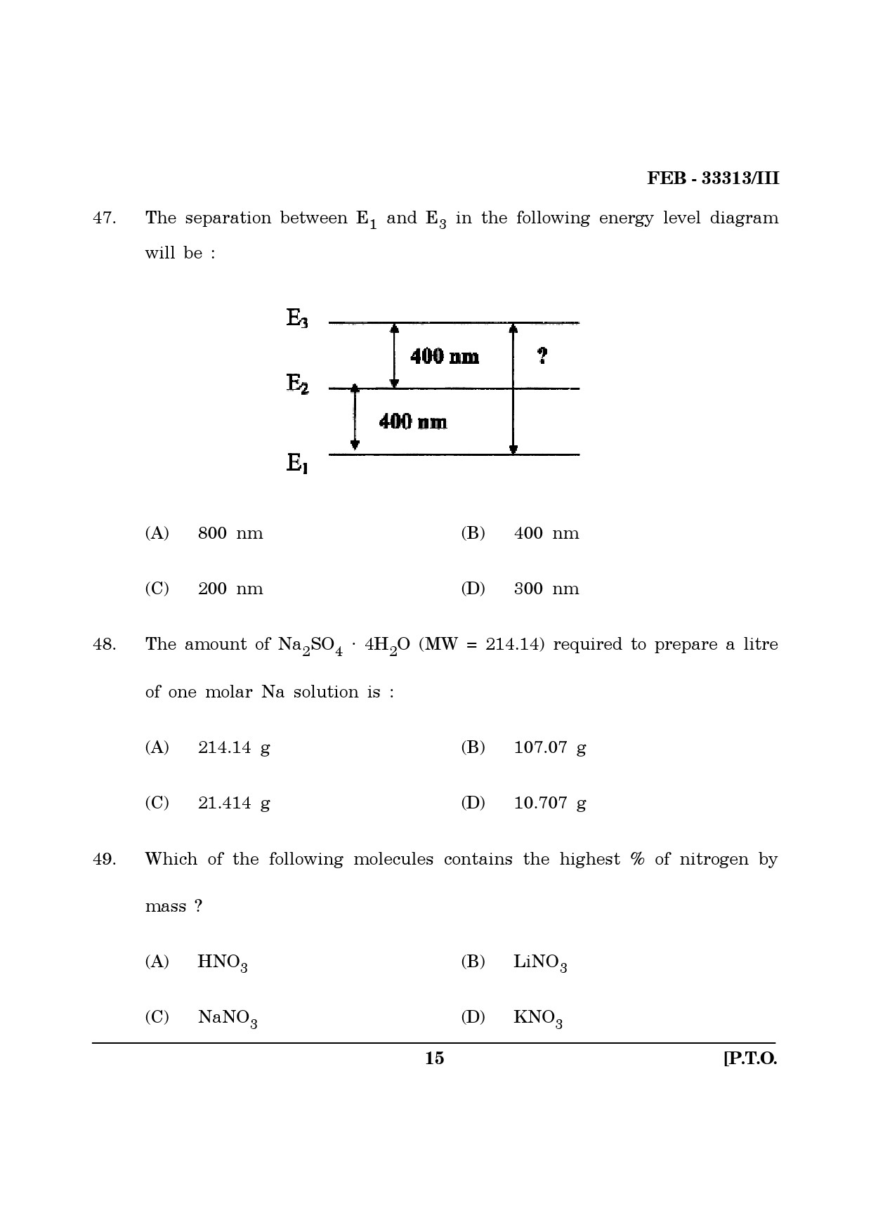 Maharashtra SET Chemical Sciences Question Paper III February 2013 15
