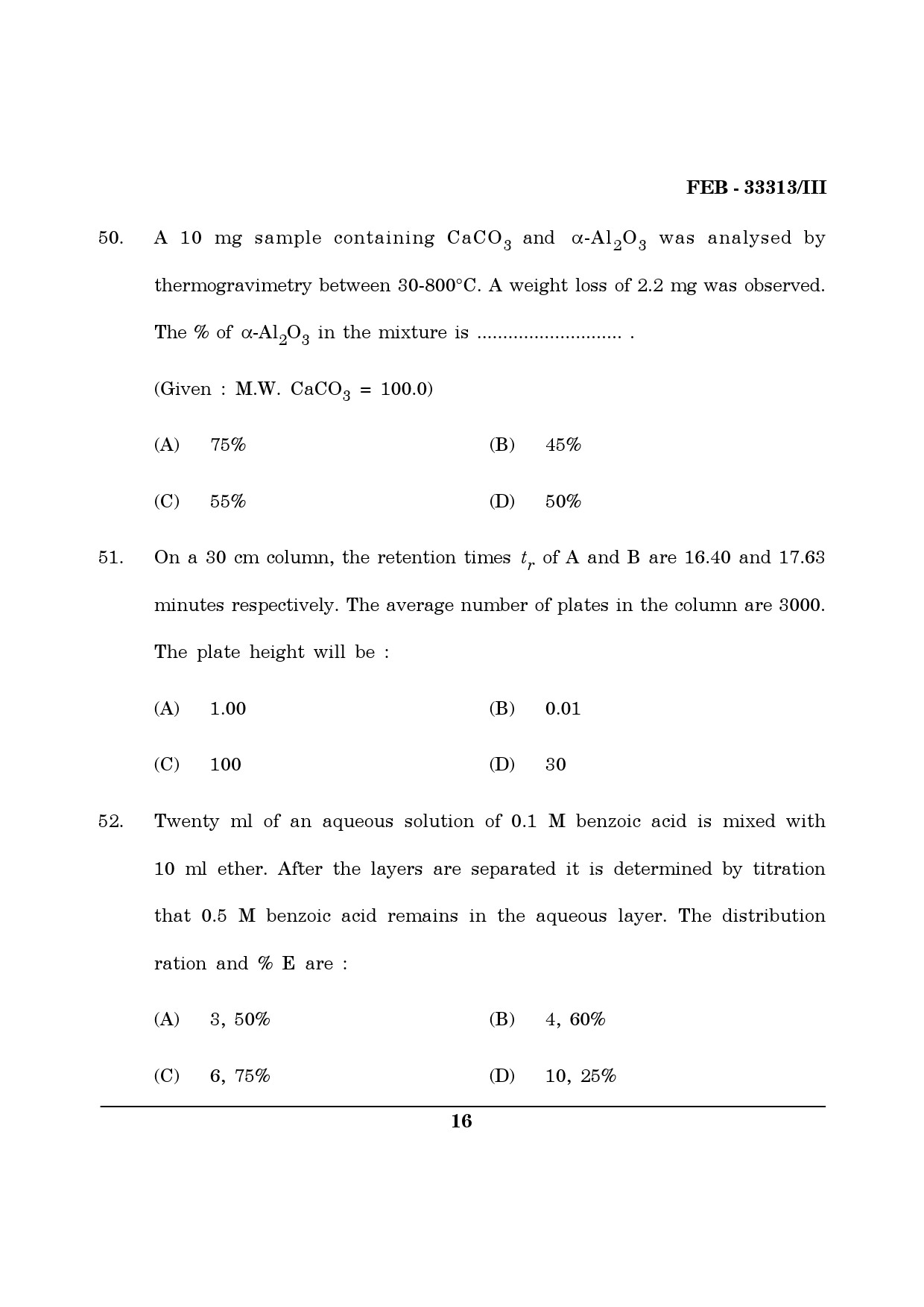 Maharashtra SET Chemical Sciences Question Paper III February 2013 16