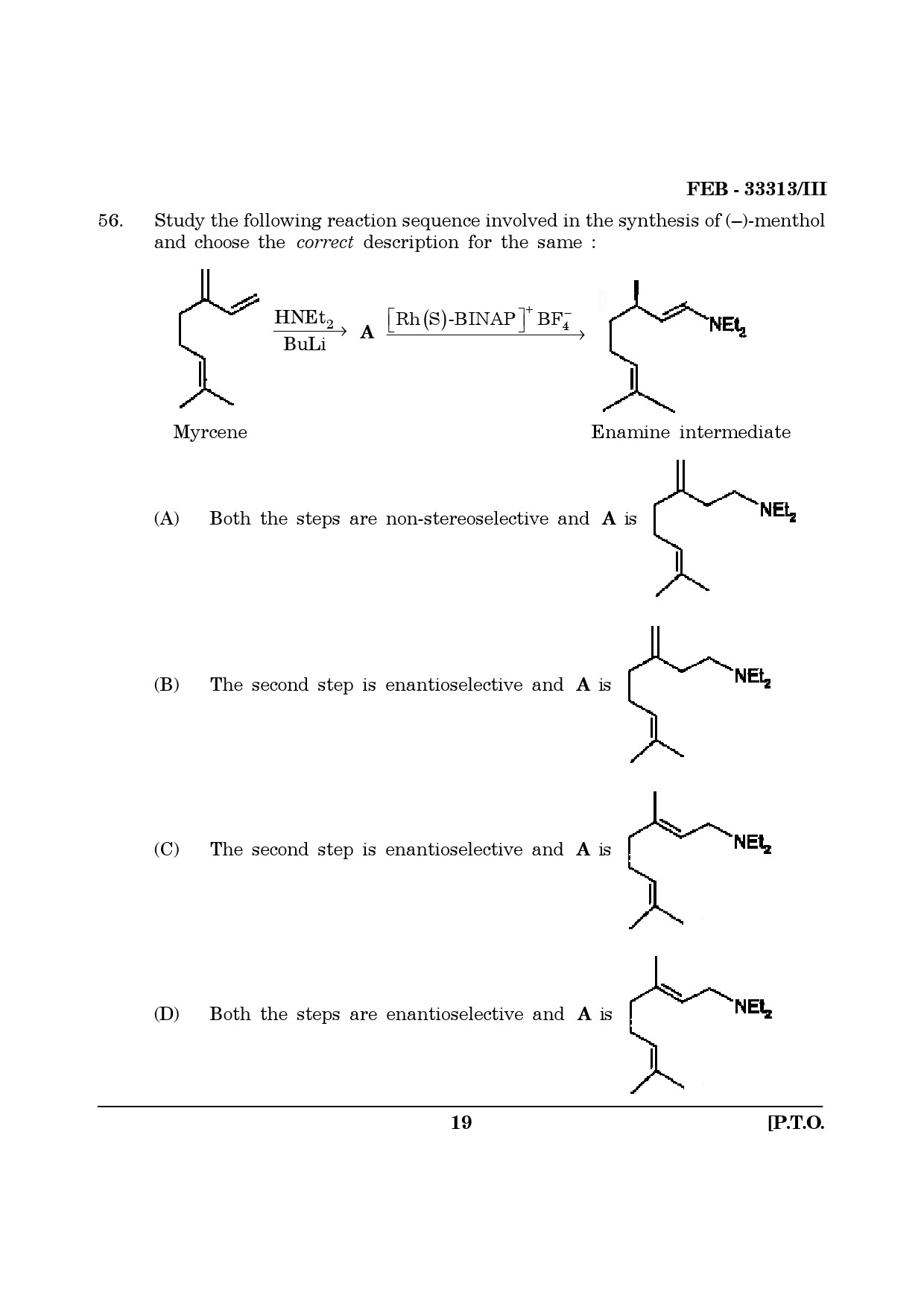 Maharashtra SET Chemical Sciences Question Paper III February 2013 19