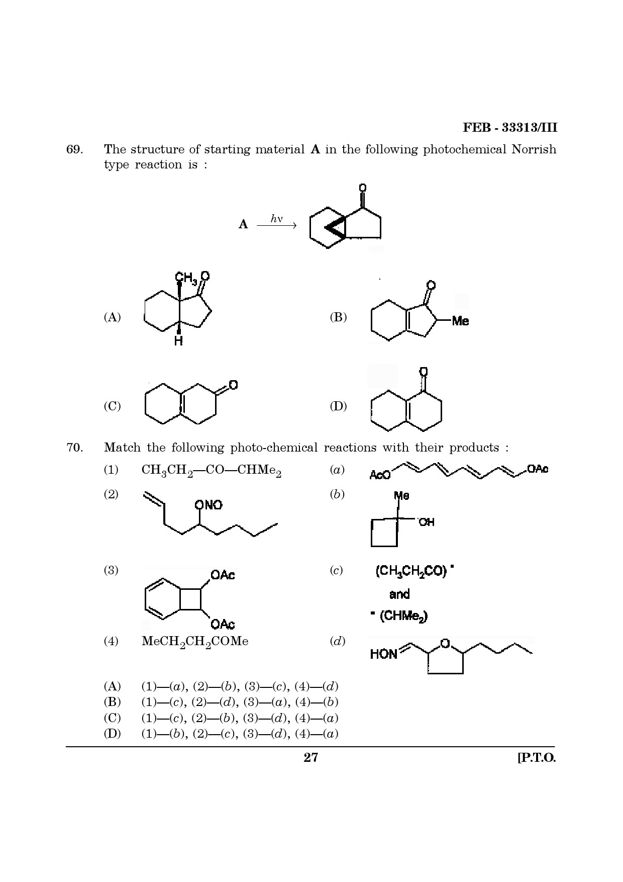 Maharashtra SET Chemical Sciences Question Paper III February 2013 27