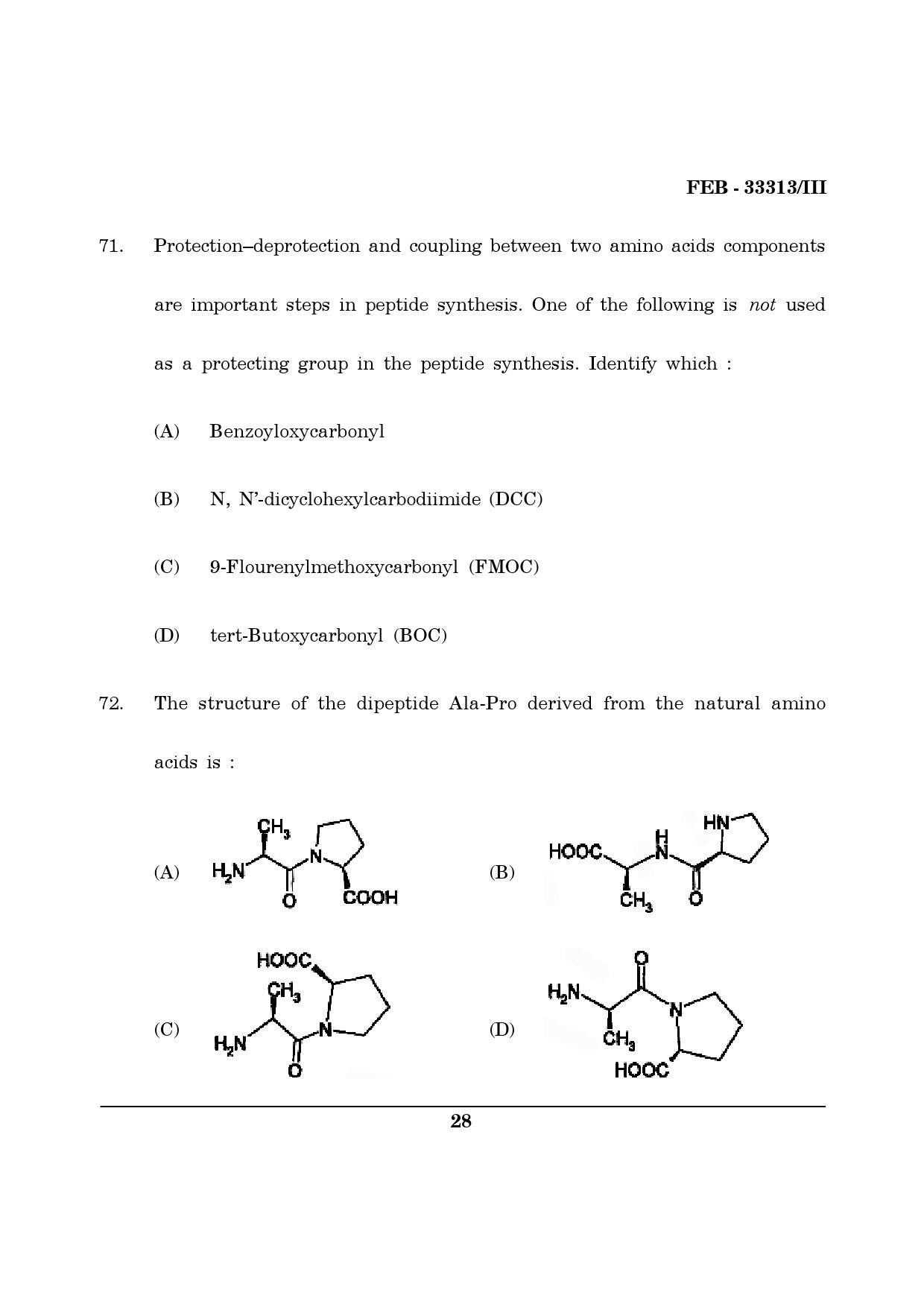 Maharashtra SET Chemical Sciences Question Paper III February 2013 28