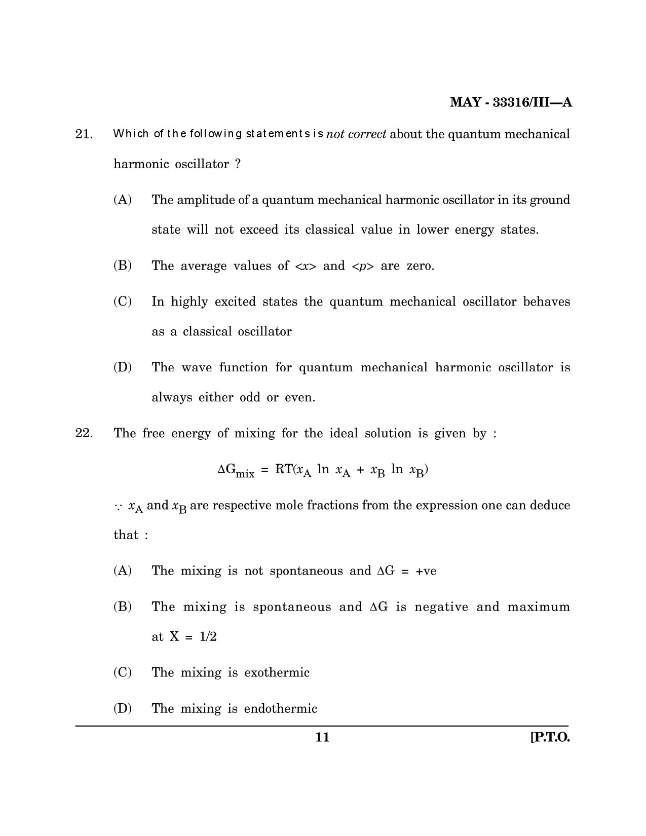 Maharashtra SET Chemical Sciences Question Paper III May 2016 10