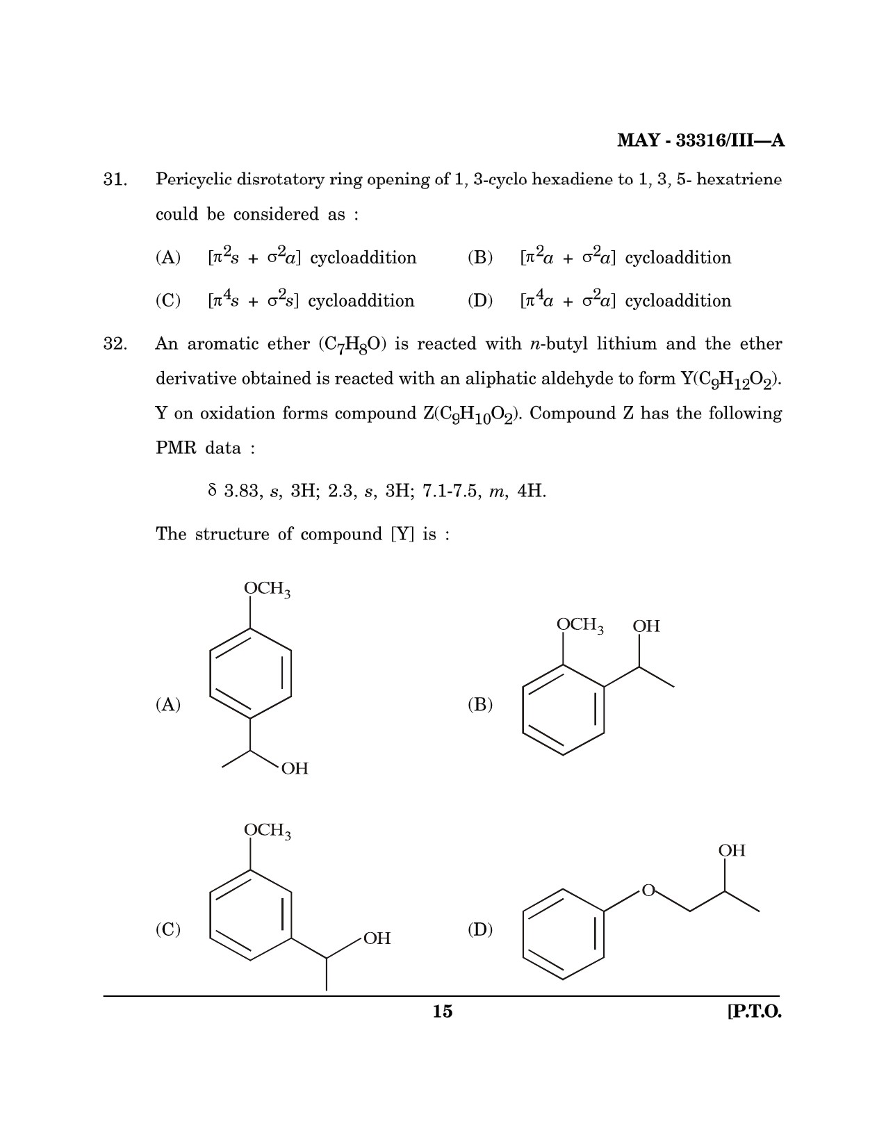 Maharashtra SET Chemical Sciences Question Paper III May 2016 14