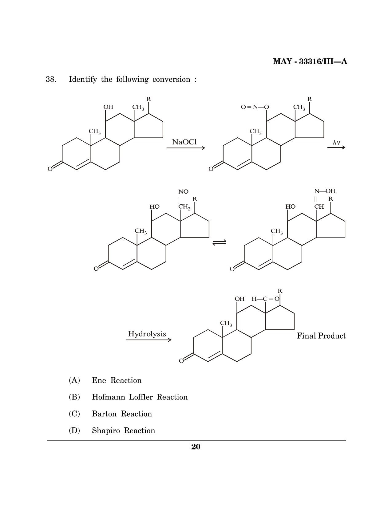 Maharashtra SET Chemical Sciences Question Paper III May 2016 19