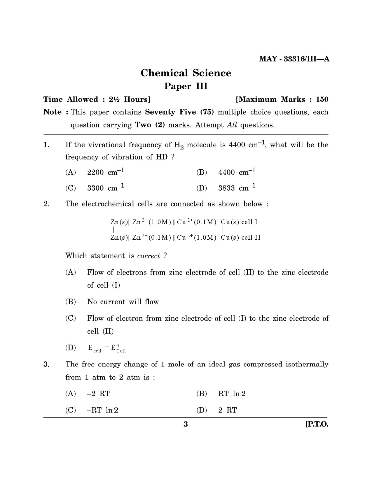 Maharashtra SET Chemical Sciences Question Paper III May 2016 2