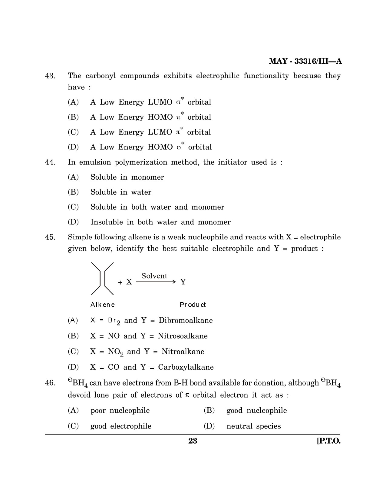 Maharashtra SET Chemical Sciences Question Paper III May 2016 22