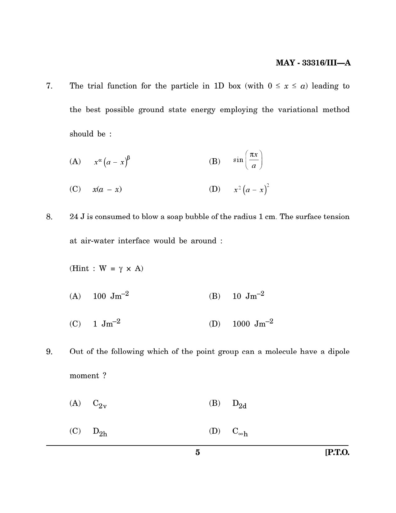 Maharashtra SET Chemical Sciences Question Paper III May 2016 4