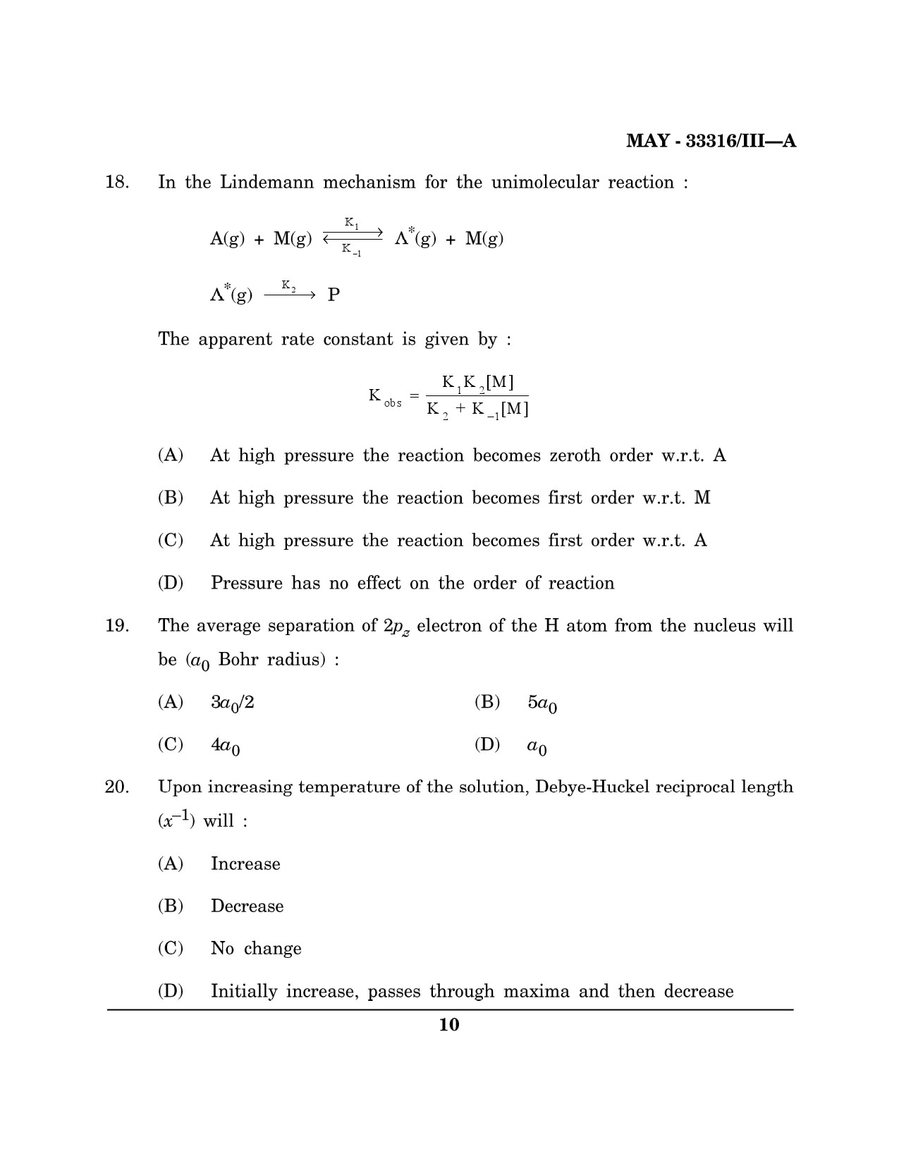 Maharashtra SET Chemical Sciences Question Paper III May 2016 9